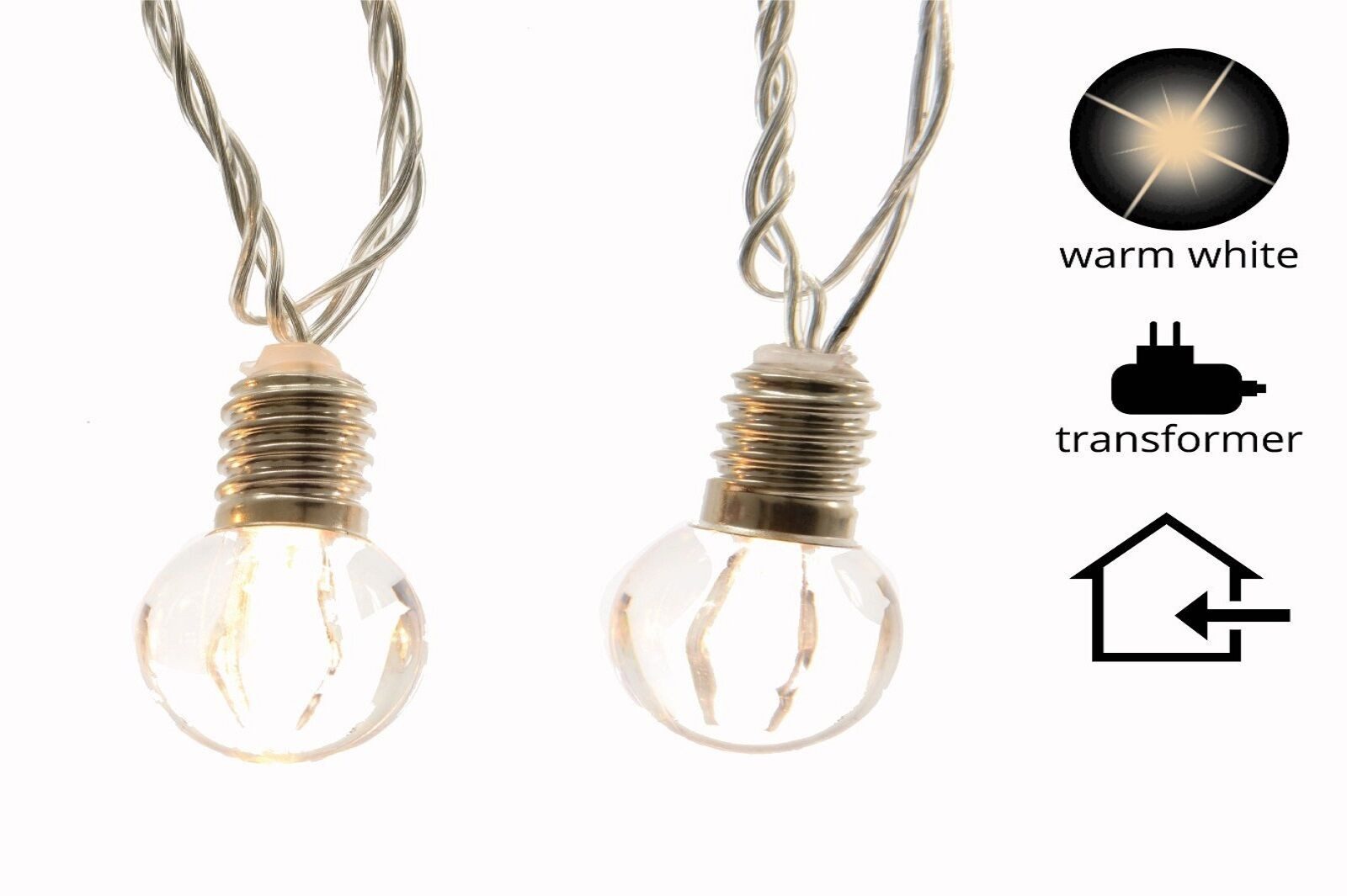 Kaemingk LED-Lichterkette LED Lichterkette Glühbirnen warmweisse LED klares Kabel 3,80 m