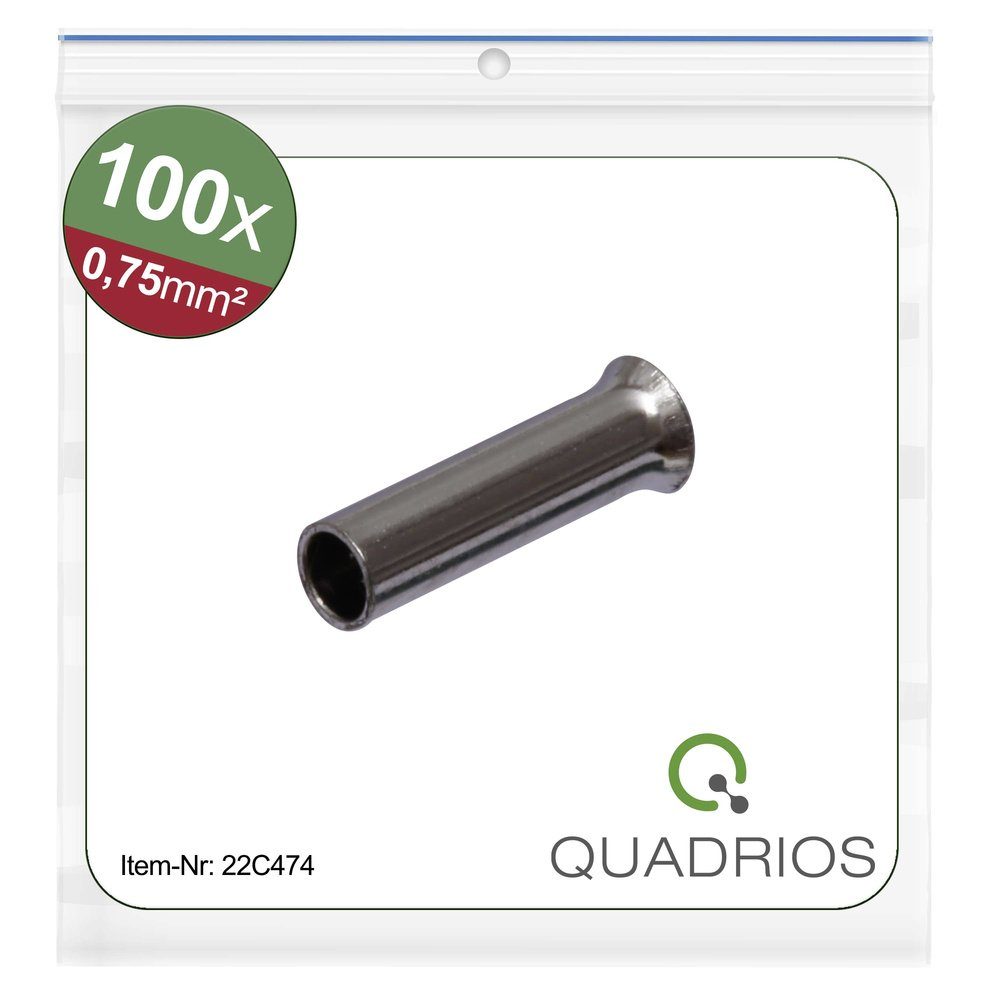 Quadrios Aderendhülsen Quadrios 22C474 Aderendhülse 0.75 mm² Unisoliert 100 St., 22C474