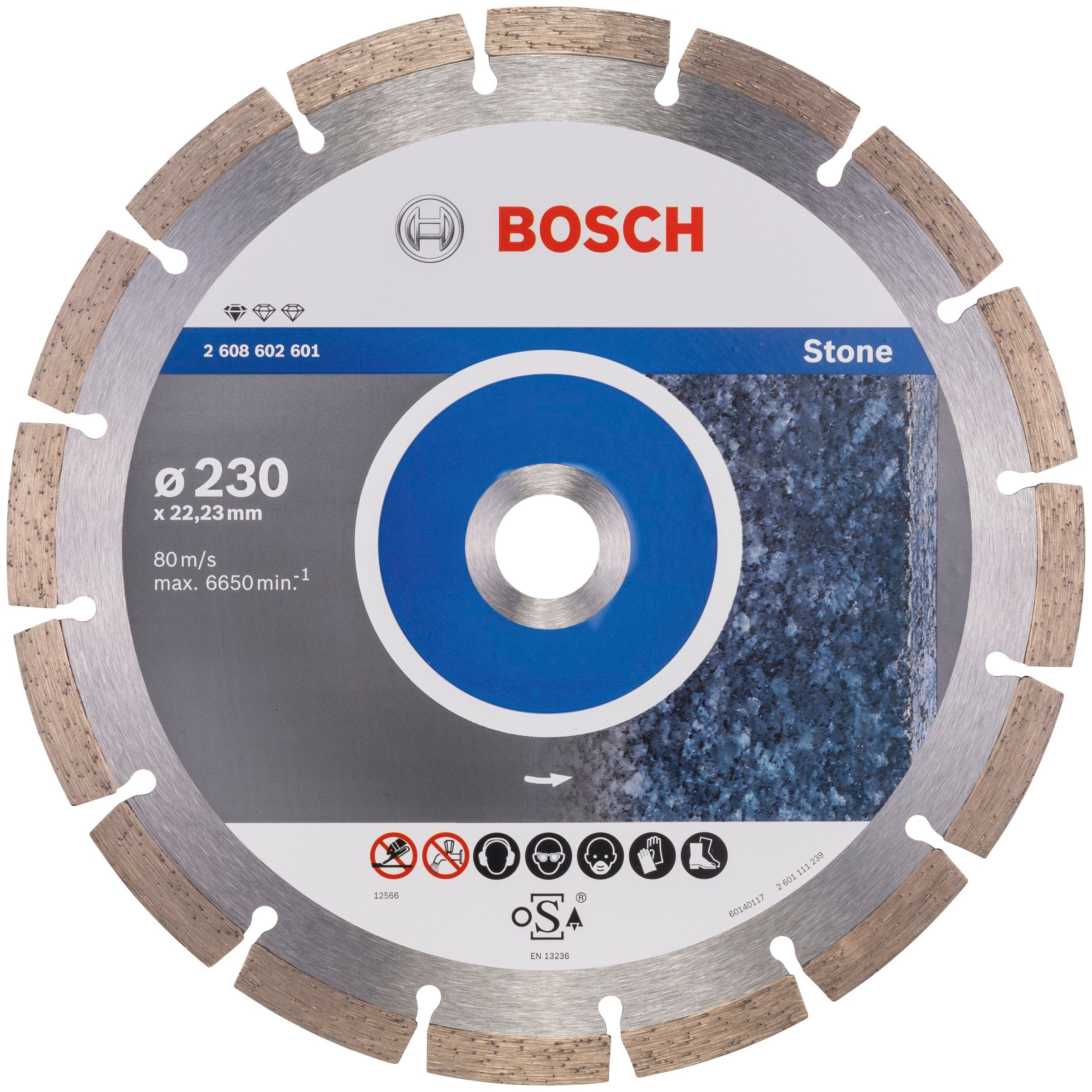 2,3 22,23 Ø mm, 230 Diamanttrennscheibe Bosch mm, x Bohrung. Segmenthöhe: Standard 10 Professional Stone, mm for