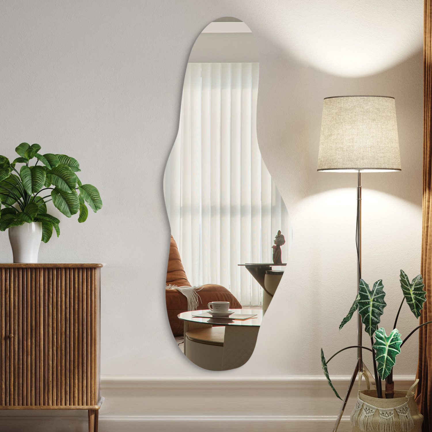 Boromal Spiegel gross Wandspiegel Asymmetrisch Rahmenlos für Wohnzimmer Sch günstig online kaufen