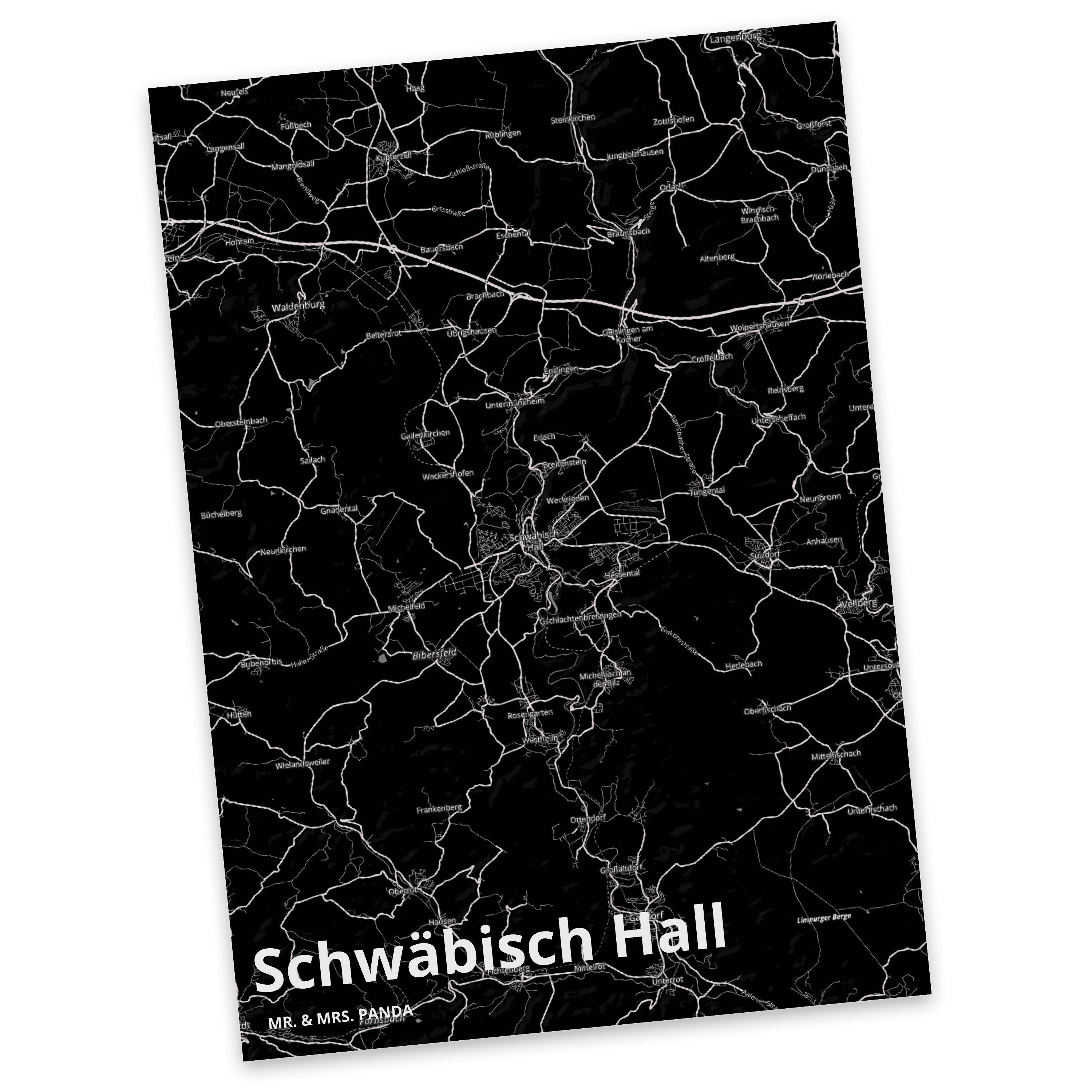 Postkarte Hall - Mrs. Panda Städte, Grußkarte Schwäbisch Ansichtskarte, Karte, Geschenk, Mr. &