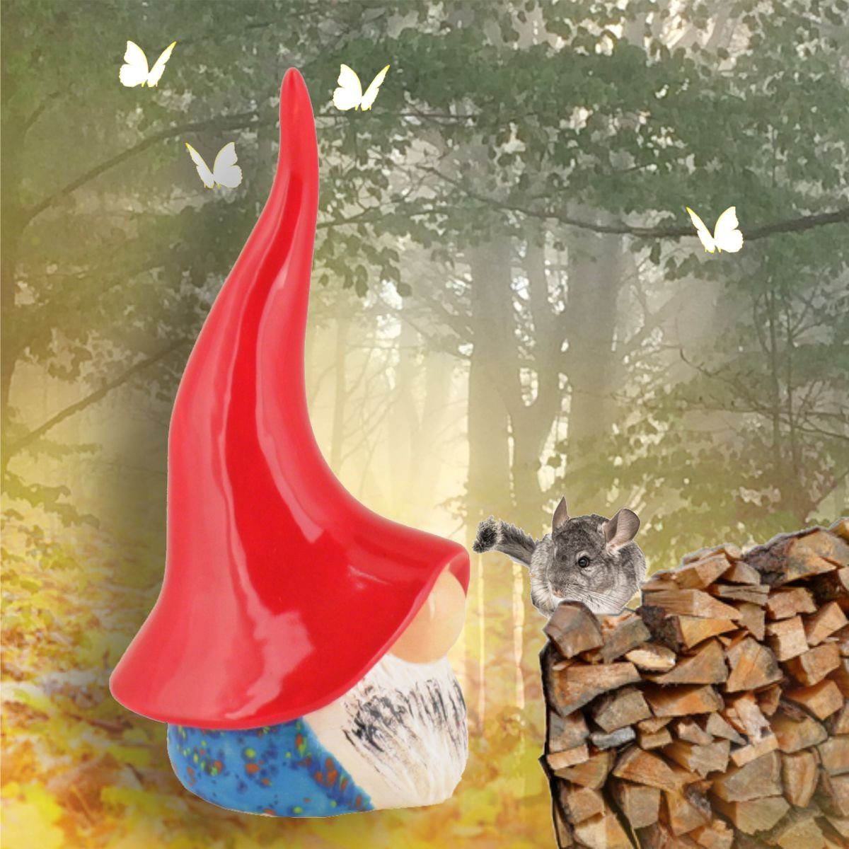 Tangoo Gartenfigur Tangoo Keramik-Wichtel mittelblau gesprenkelt, (Stück)