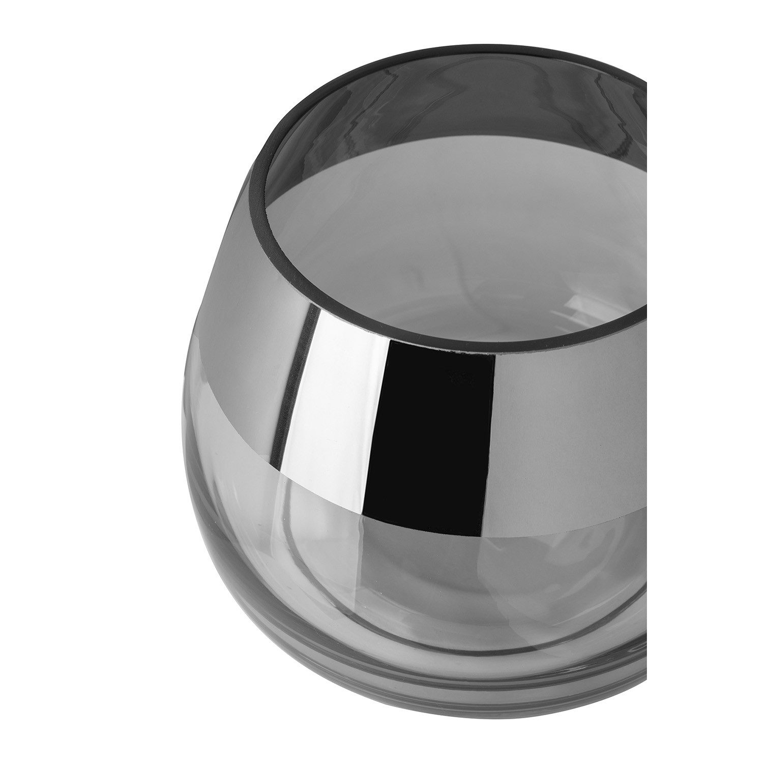 Fink Teelichthalter BELLA Teelichthalter - H.11,6cm x D.15cm - Glas - grau/silberfarben (1xTeelichthalter, 1 St., Leuchte - Geschenk für Frauen), Edles Glas-Win – Bild 5 von 5