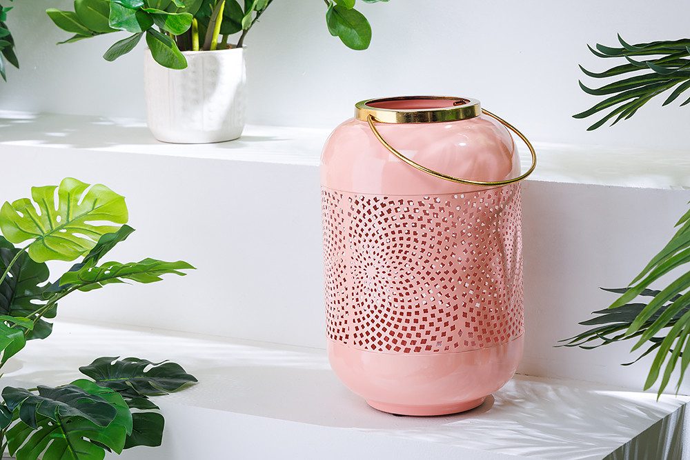 riess-ambiente Windlicht CANDLELIGHT 30cm pastell-rosa / gold (Einzelartikel, 1 St), orientalischer Teelichthalter · Metall · Deko-Laterne · Design