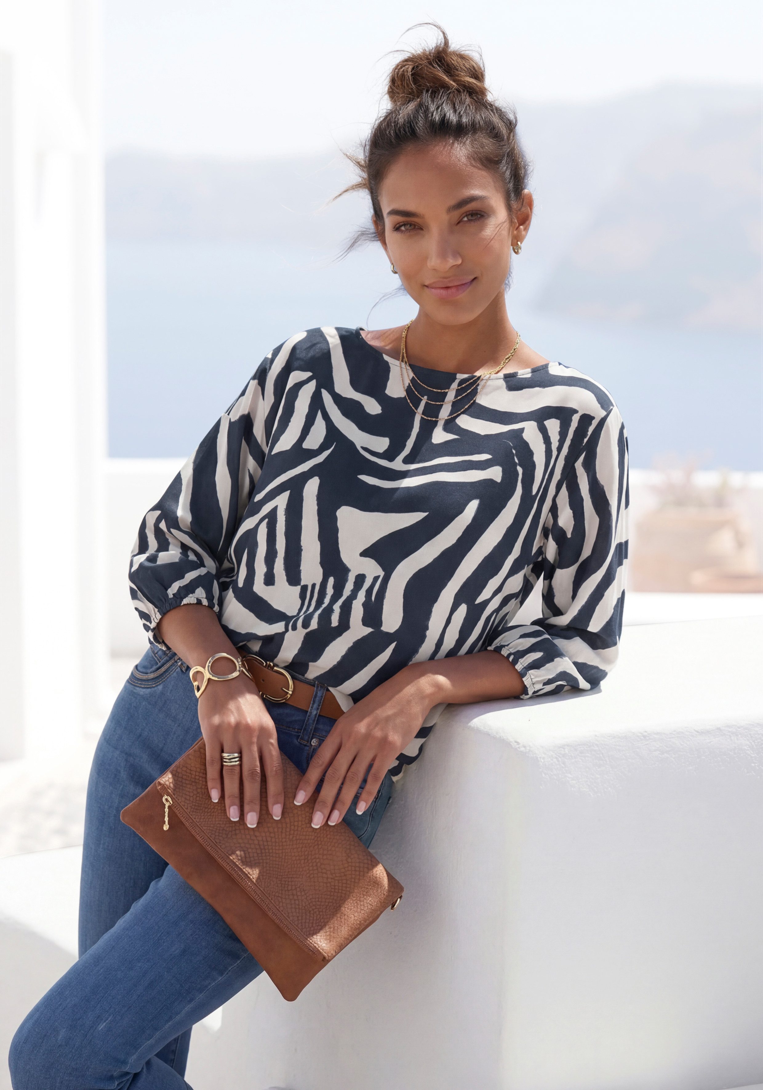 LASCANA Schlupfbluse mit Animalprint, Damenbluse, modisch