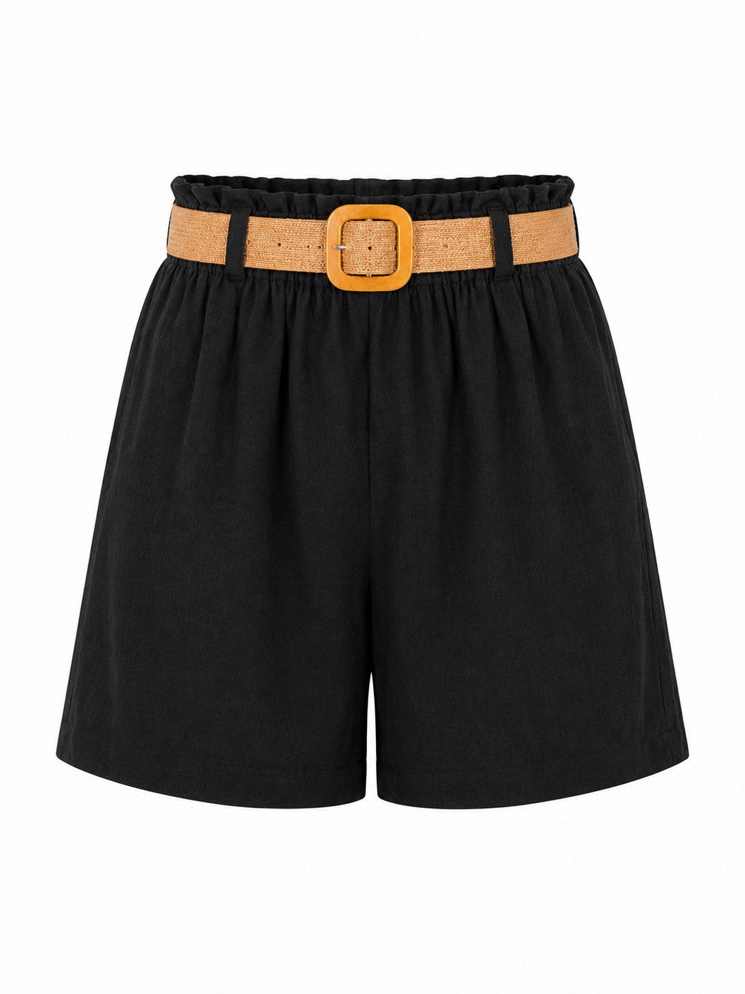 ITALY VIBES Bermudas - kurze Sommerhose mit Flechtgürtel für Damen - modische Shorts ONE SIZE - passend für Größen S bis L
