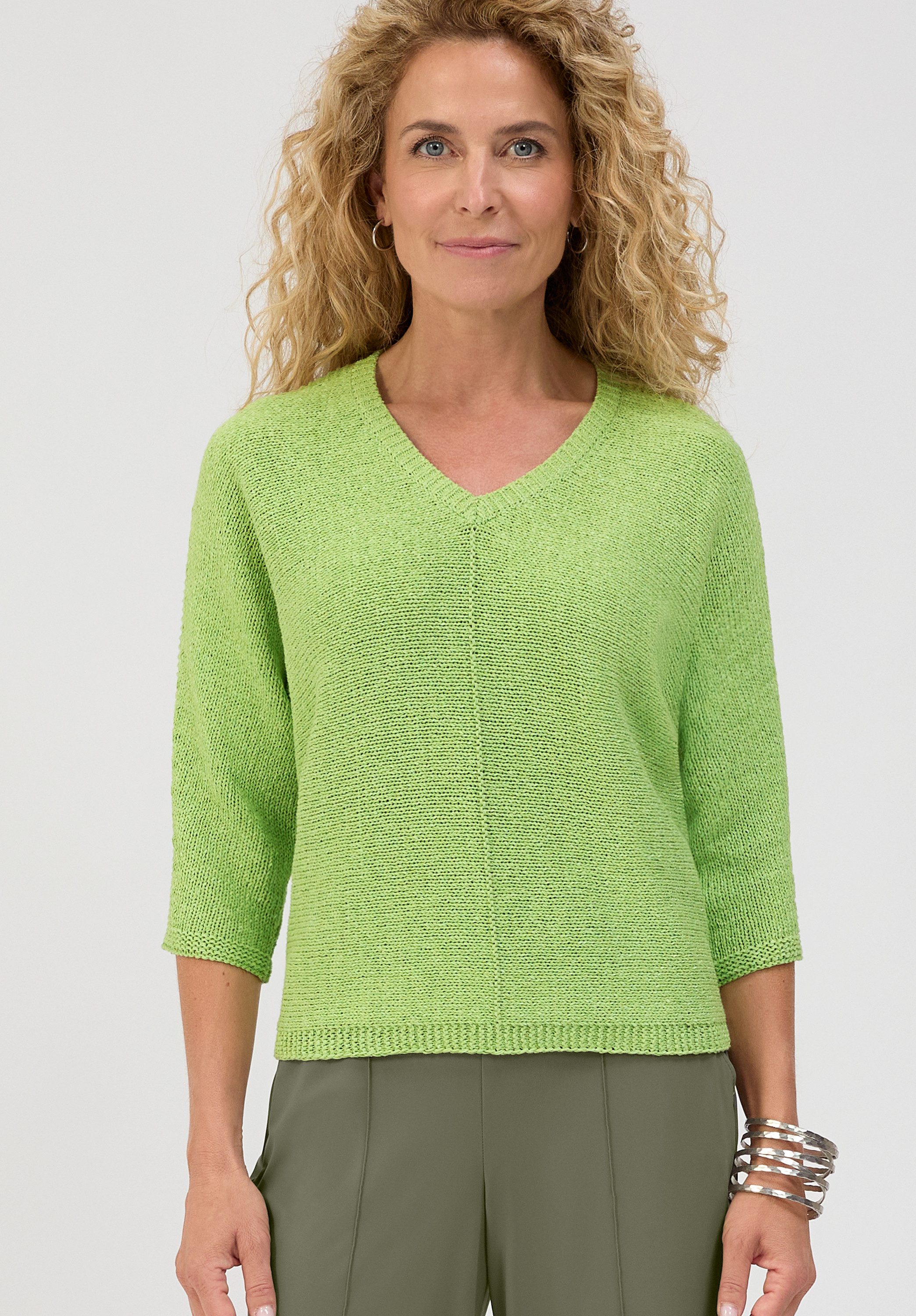 bianca Strickpullover OLINDE in uni Bändchengarn in Trendfarbe