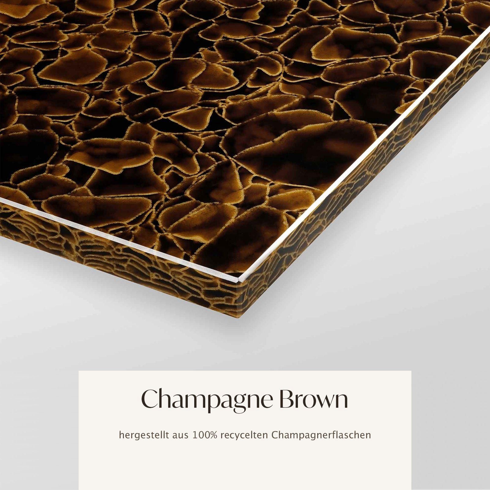 Champagne Brown MAGNA Tablet, Metallgestell, NOTTING HILL mit Atelier GLASKERAMIK, 30x17x5cm Dekotablett silber gold