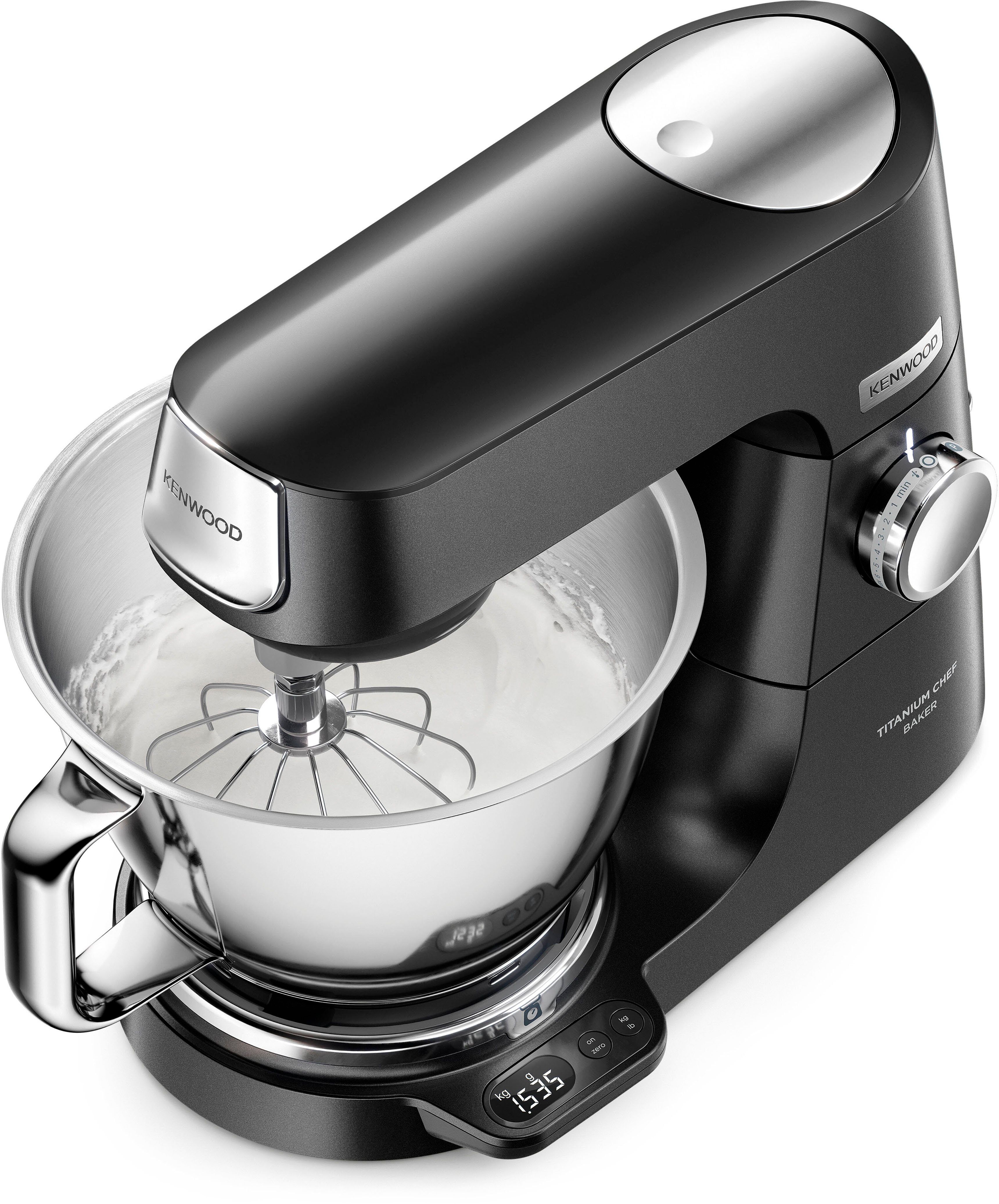 KENWOOD Küchenmaschine Titanium Chef Baker KVC85.004BK EasyWeigh™-Waage, 1200W, schwarz, 1200 W, 5 l Schüssel, 3-teiliges Patisserie-Set,Flexi-Element, 3,5l & 5 – Bild 4 von 5