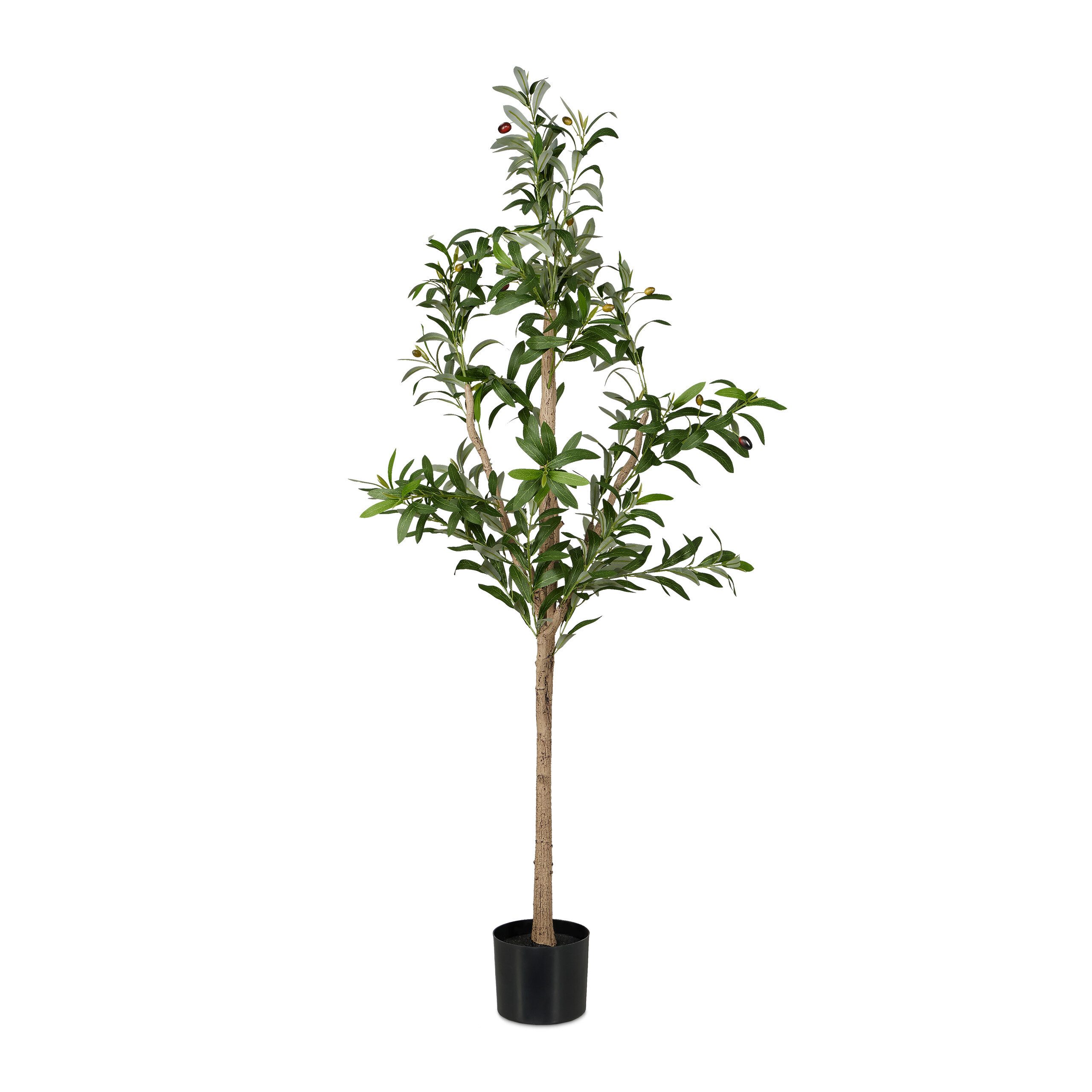 Kunstpflanze Knstlicher Olivenbaum Olivenbaum, relaxdays, Hhe 90 cm, 90  cm, knstliche Pflanze, knstliche Zimmerpflanze