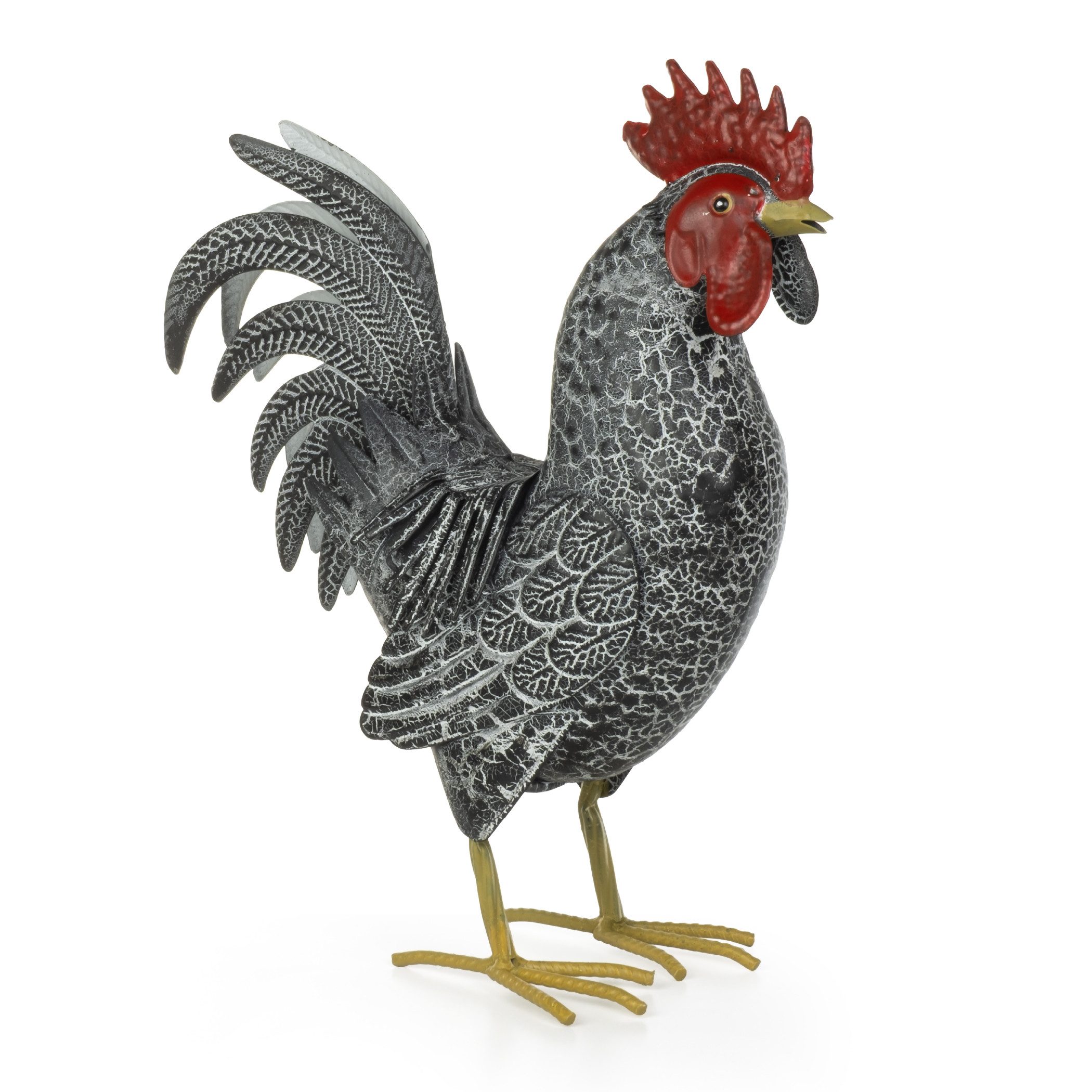 Moritz Gartenfigur Hahn Schwarz-Crackle 27,5 cm Metall Hühnerfigur Landhausstil Vintage, (1 St), Indoor und Outdoor
