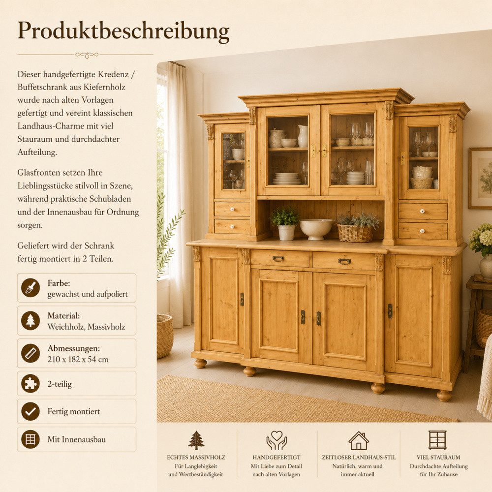 Wohnpalast Buffet Landhaus Schrank - Küchen Kredenz - Buffetschrank