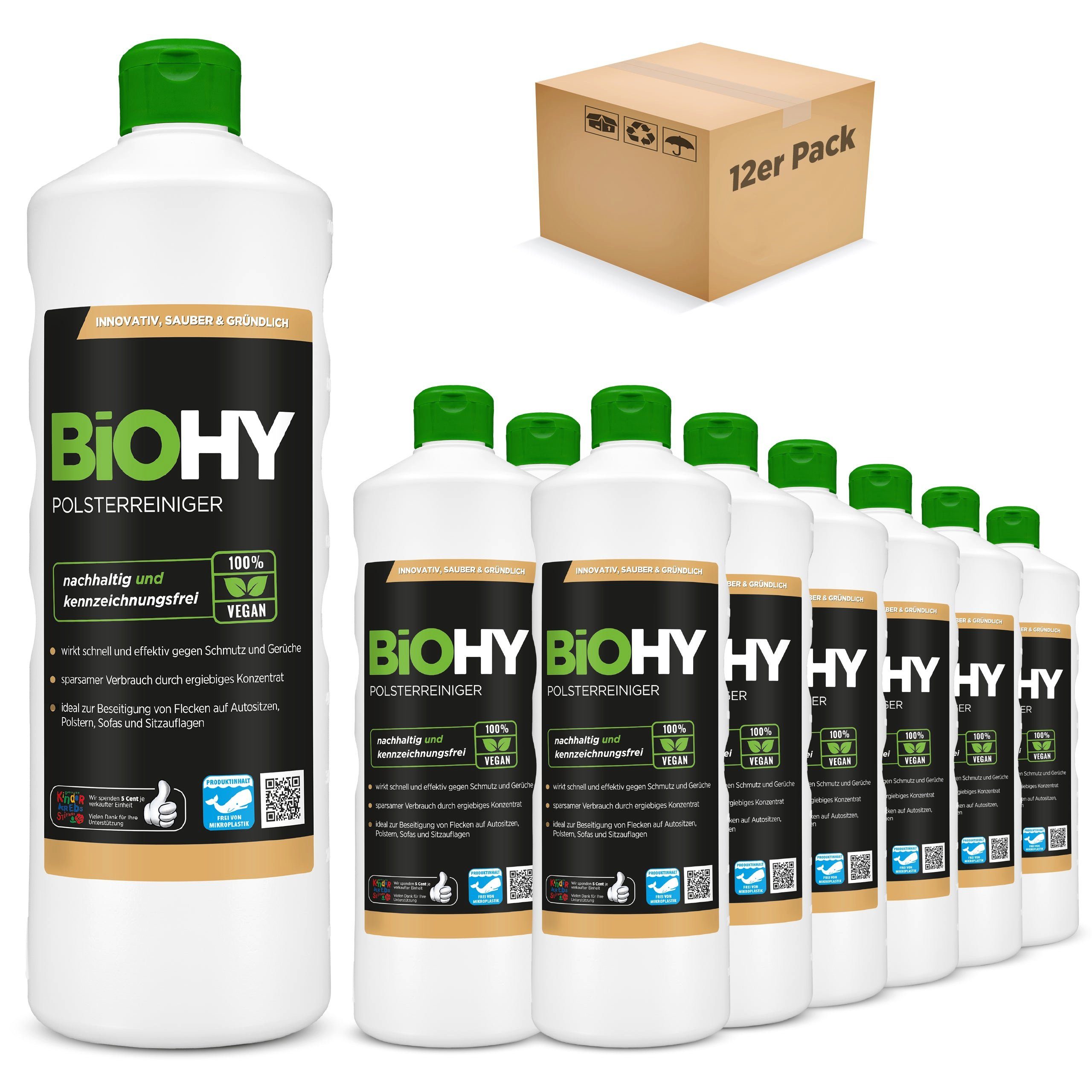 BiOHY BiOHY Polsterreiniger 12er Pack (12 x 1 Liter Flasche) Polsterreiniger (12-St)