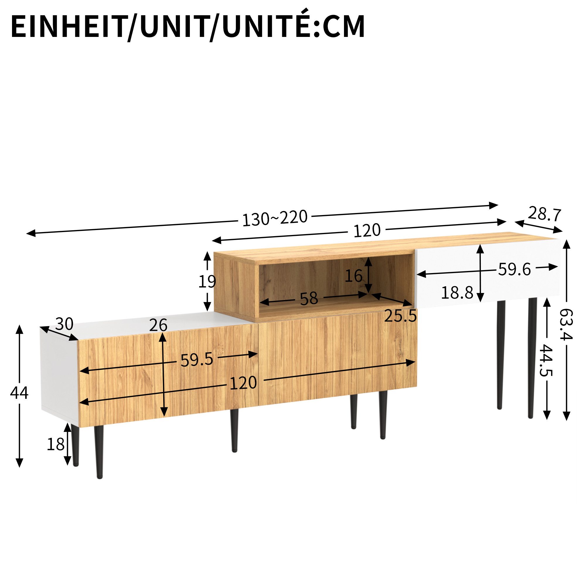 Ulife TV-Schrank Modularer TV-Möbel, Wohnzimmermöbel, TV-Board, Holzoptik + günstig online kaufen