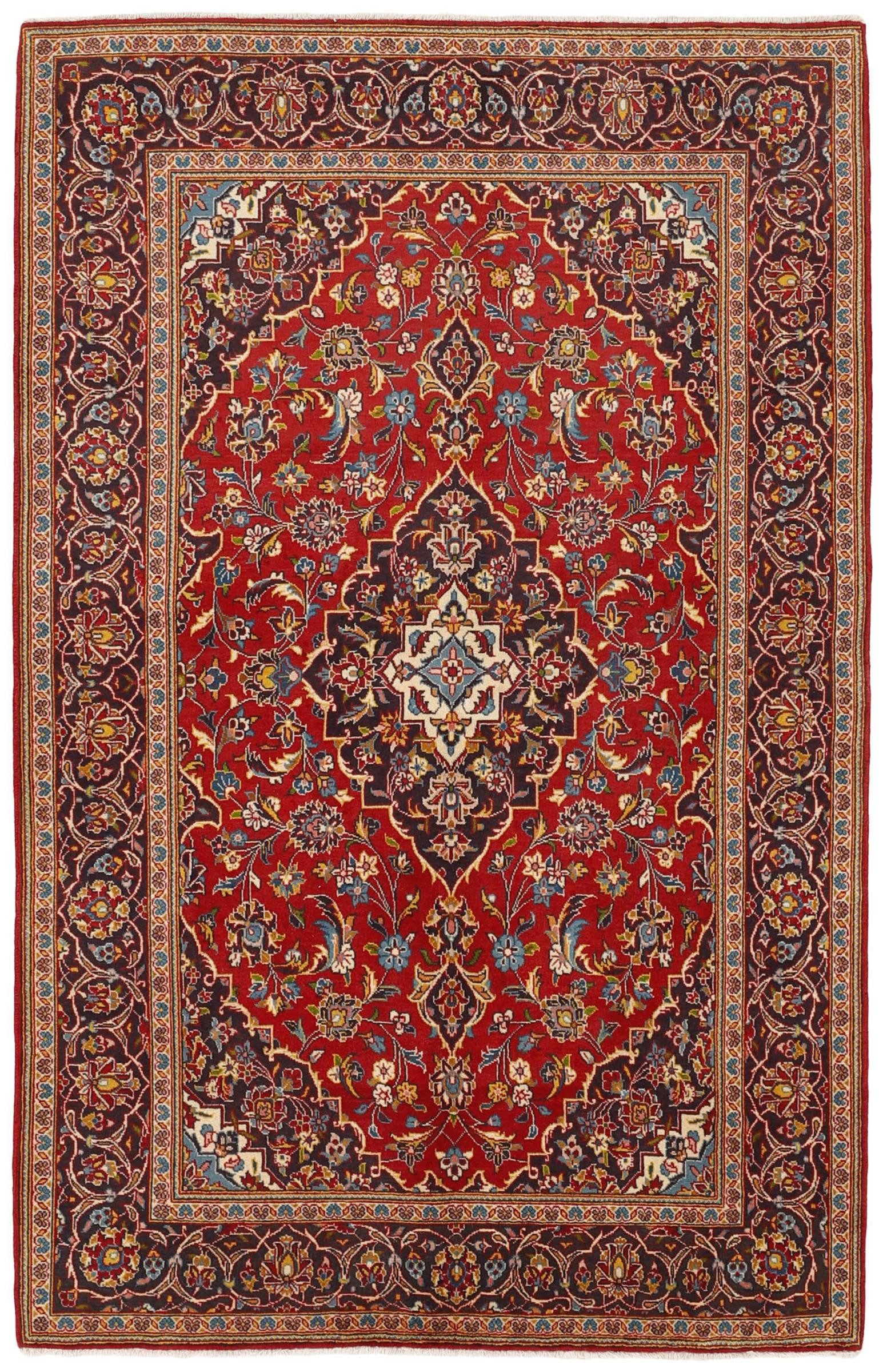 Nain Trading Orientteppich Keshan 140x225 Handgeknüpfter Orientteppich / Perserteppich, rechteckig, Höhe: 12 mm