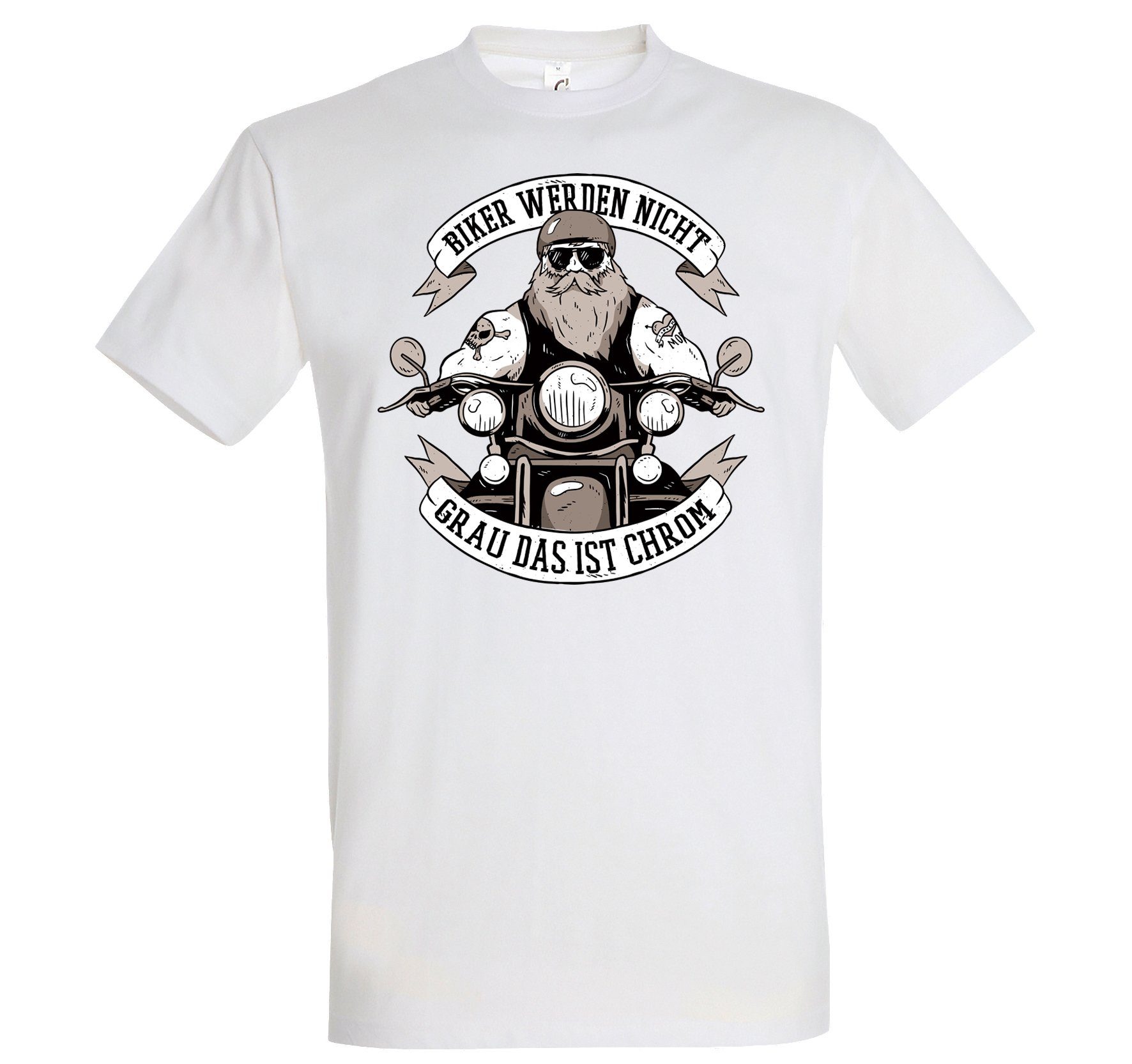 Youth Designz T-Shirt Das Ist Chrom Biker Shirt mit trendigem Frontprint Weiß