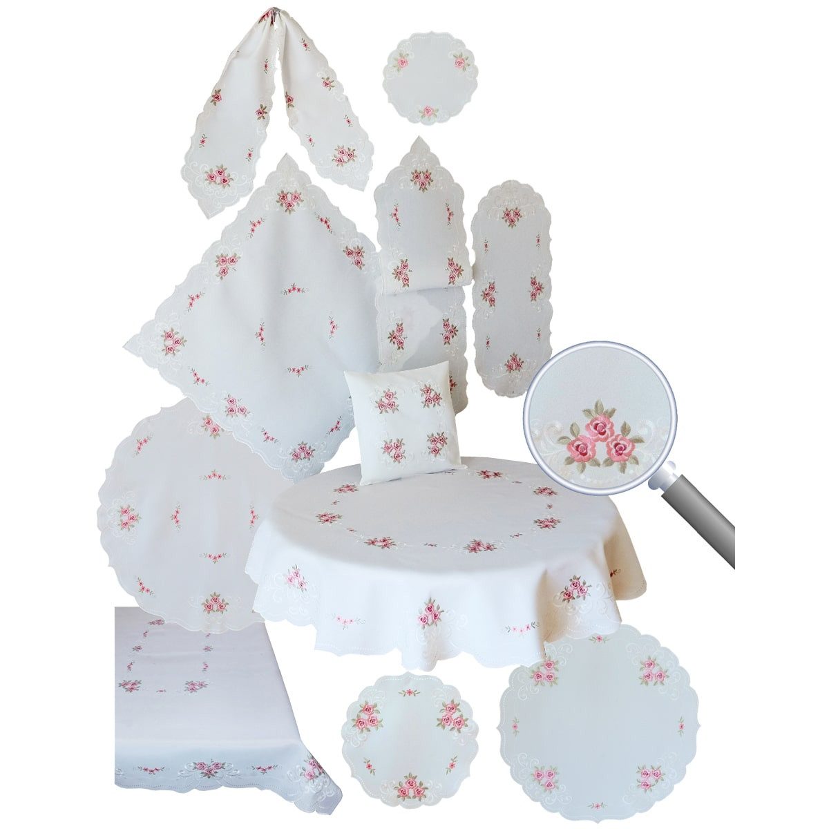 matches21 HOME & HOBBY Tischdecke Tischdecke MARGIT Stickerei Rosenmotiv we günstig online kaufen