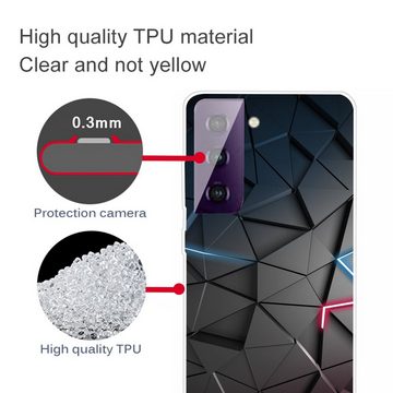 Wigento Handyhülle Für Samsung Galaxy S21 Silikon Case TPU Dark Blocks Schutz Muster Tasche Hülle Cover Etuis