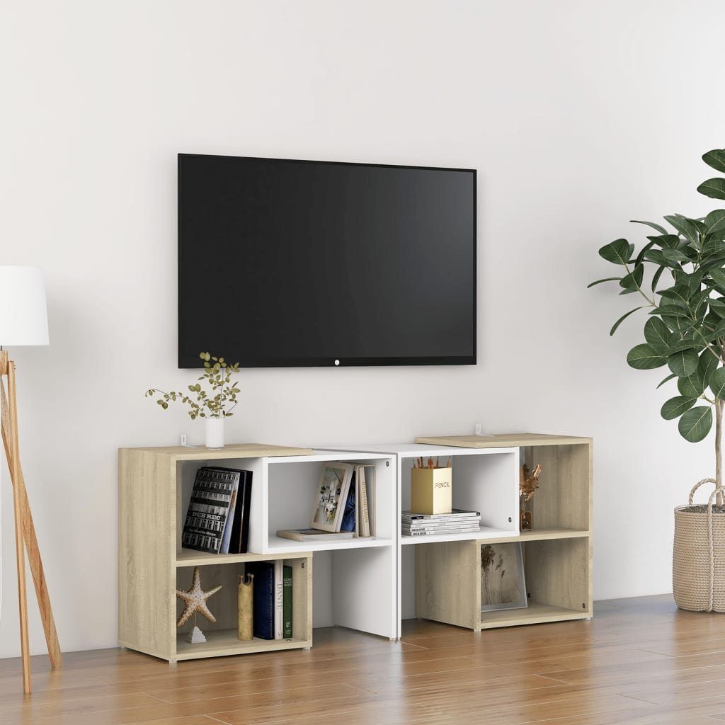 TV-Schrank vidaXL 104x30x52cm TV-Schrank und Weiß Holzwerkstoff (1-St) Sonoma-Eiche