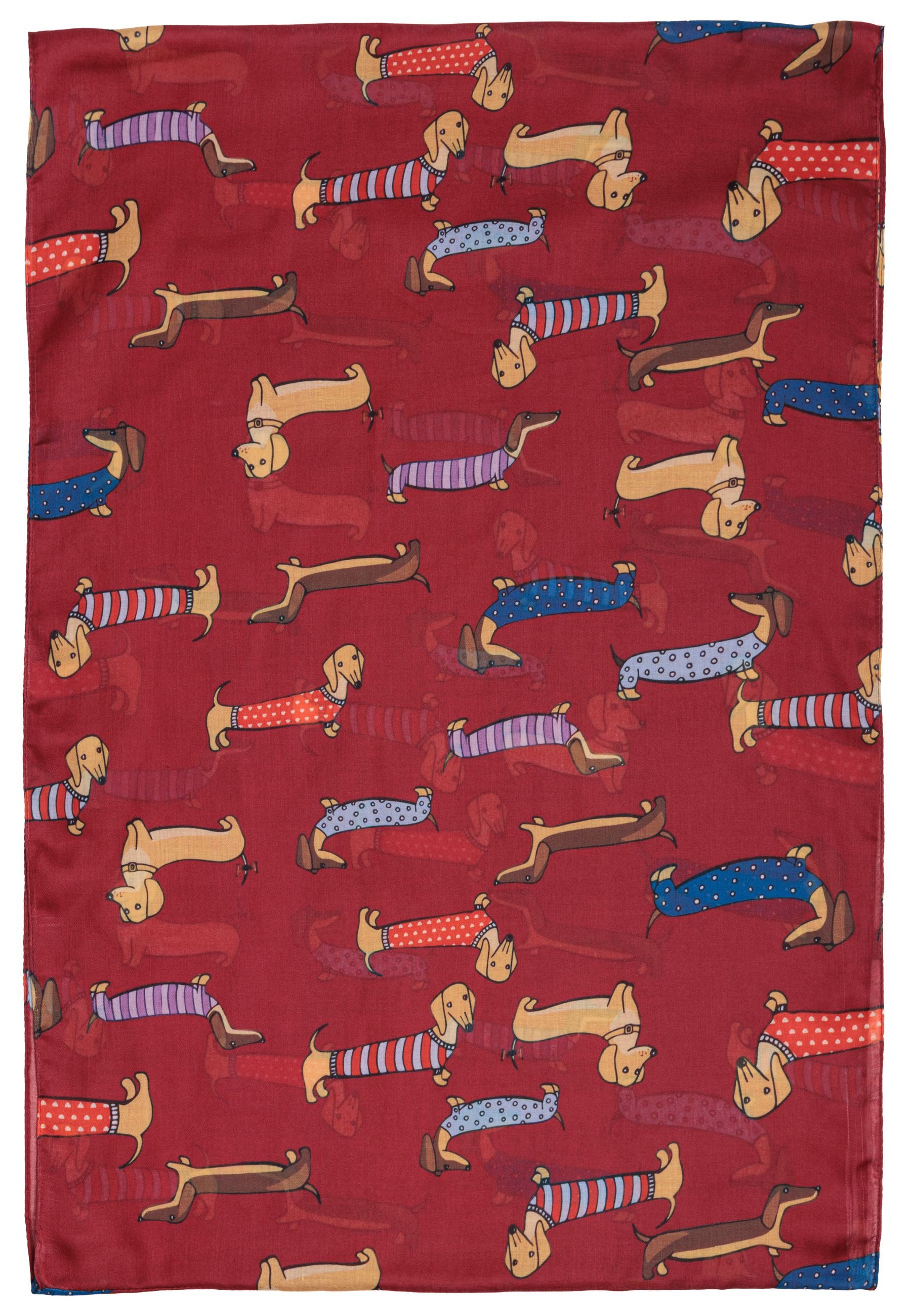 Caspar Modeschal Leichter Damen Schal Halstuch mit Dackel Hundemotiv - SC55 günstig online kaufen