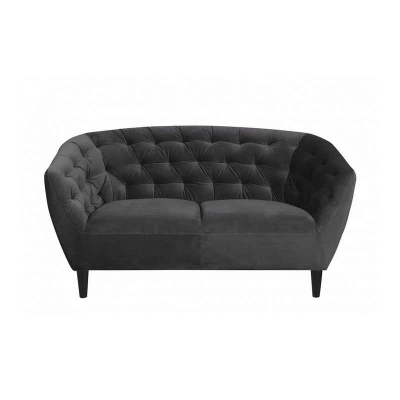 ebuy24 Sofa Rian 2 Personen Sofa dunkelgrau mit schwarzen Bein, 1 Teile