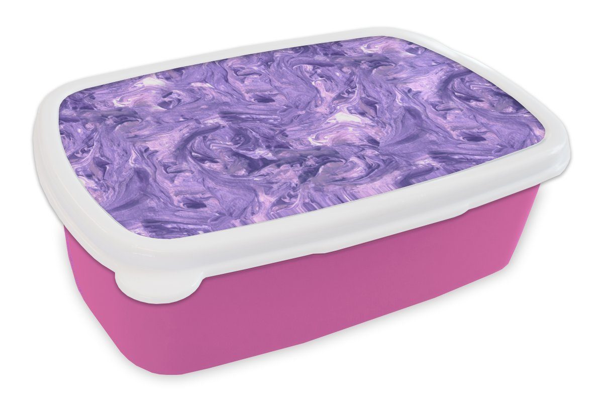 MuchoWow Lunchbox Violett - Marmor - Muster, Kunststoff, (2-tlg), Brotbox für Erwachsene, Brotdose Kinder, Snackbox, Mädchen, Kunststoff rosa