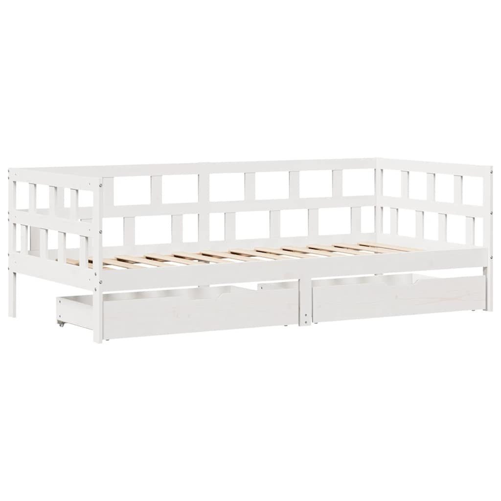 vidaXL Bett Tagesbett mit Schubladen Weiß 80x200 cm Kiefernholz