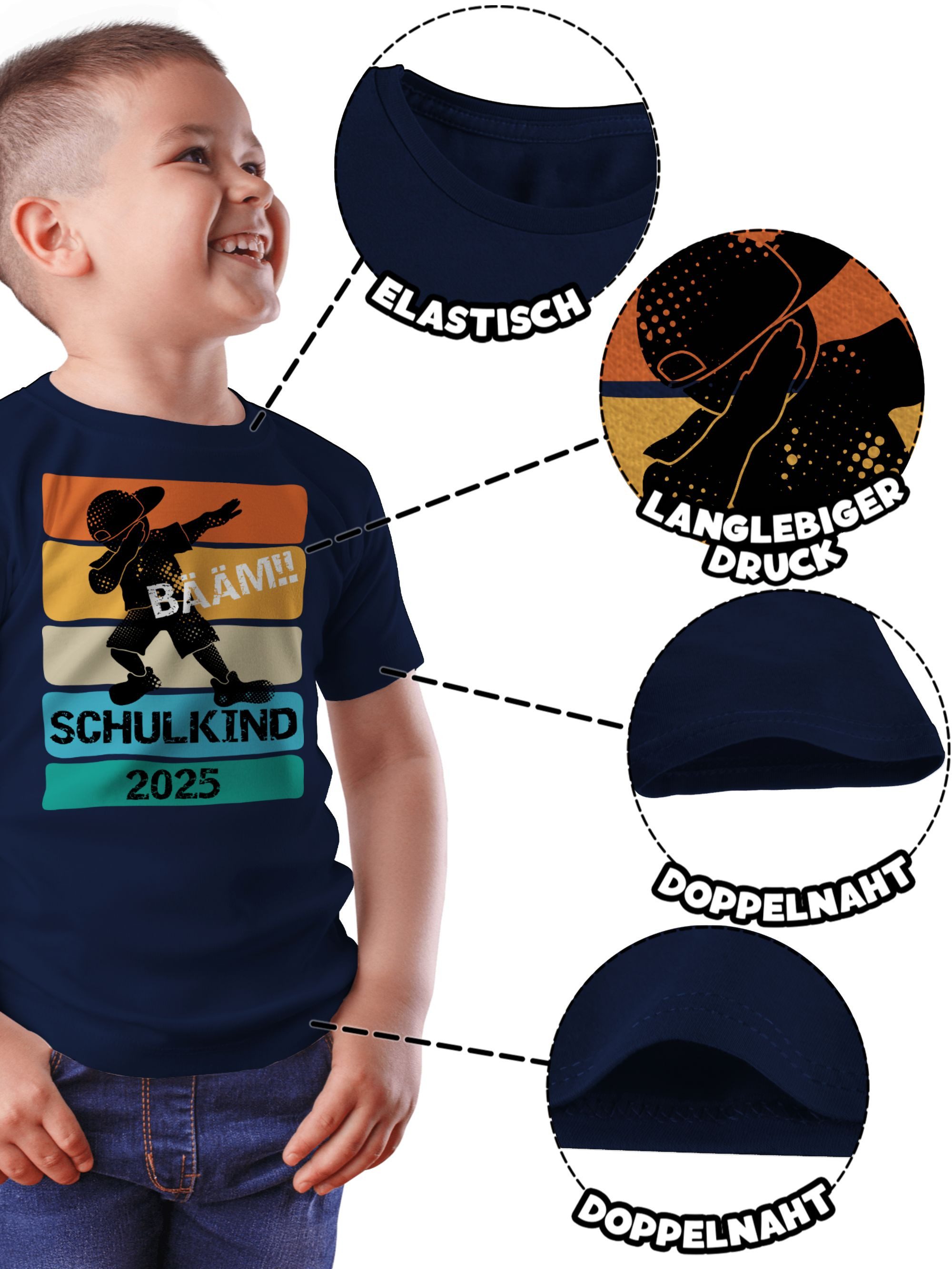 Shirtracer T-Shirt Bääm! Schulkind 2025 Einschulung Junge Schulanfang Geschenke