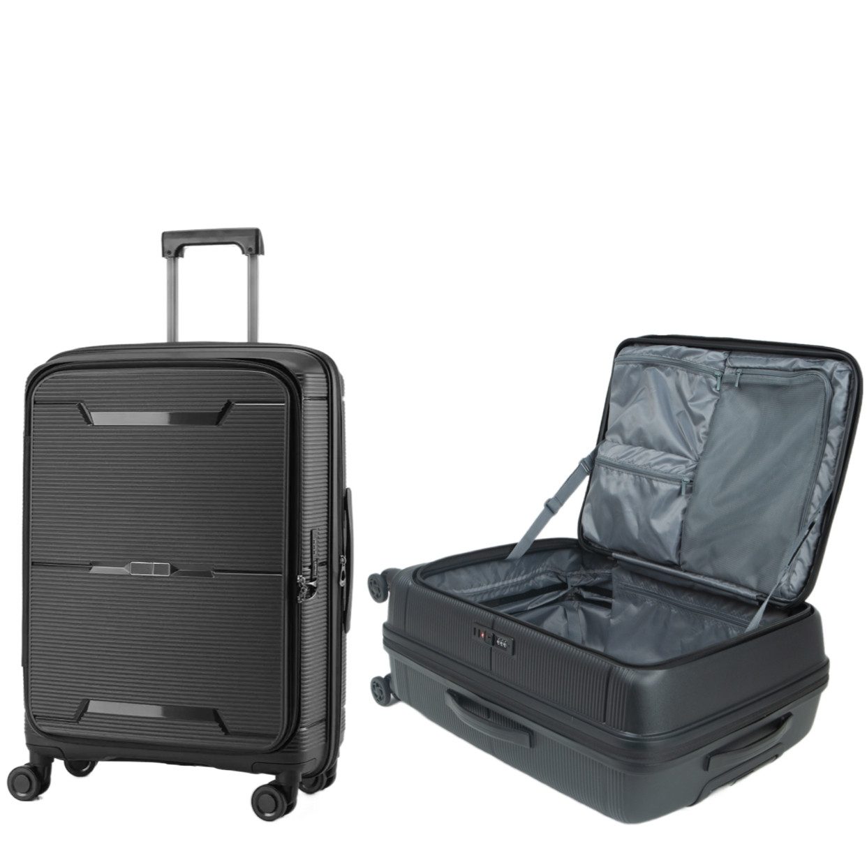 Super Solu Hartschalen-Trolley Erweiterbarer Hartschalenkoffer, Frontöffnun günstig online kaufen