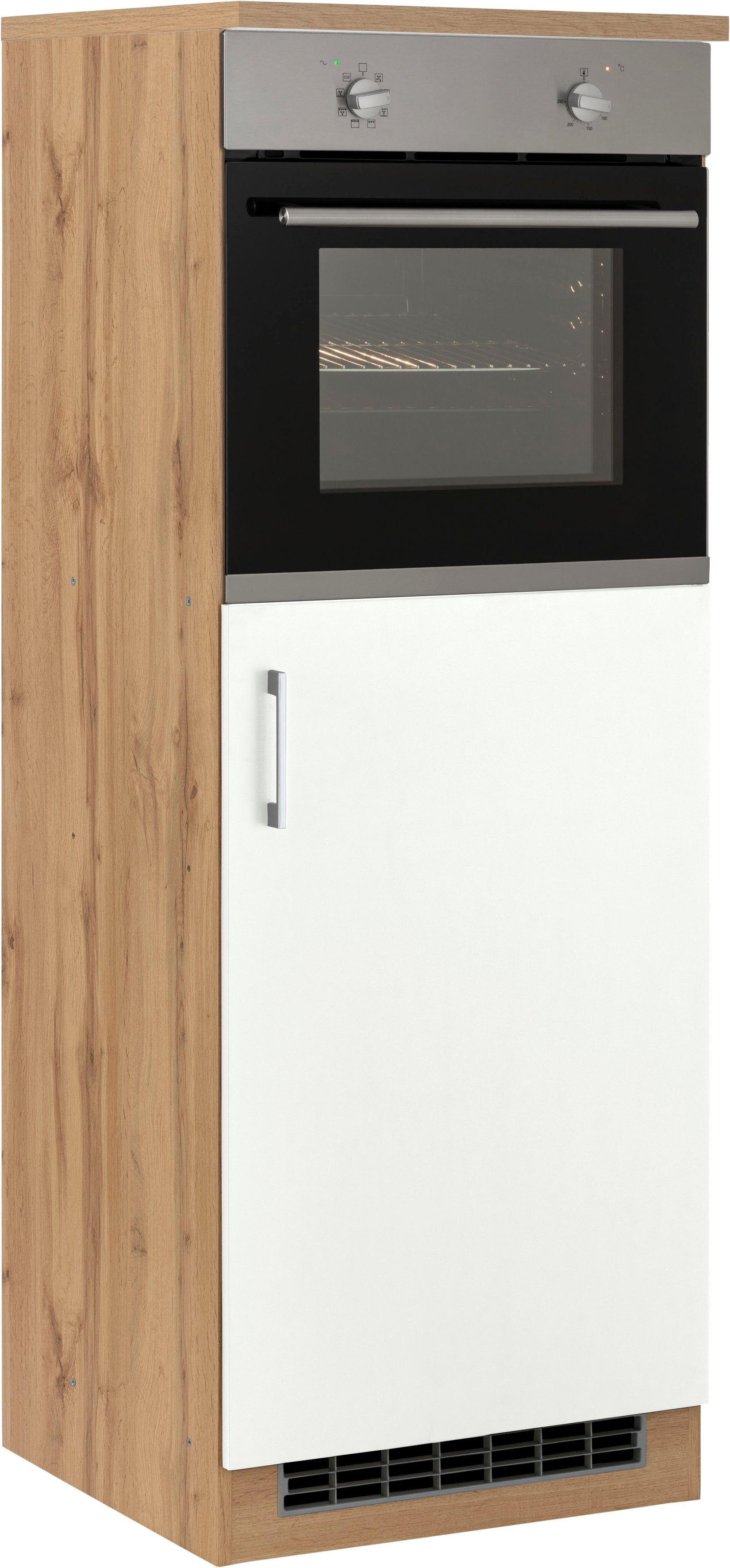 HELD MÖBEL Backofen/Kühlumbauschrank Colmar 60 cm breit, 165 cm hoch, für Einbaukühlschrank und Einbaubackofen weiß | wotaneiche | Kühlschrankumbauschränke