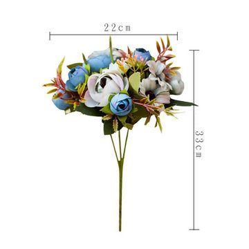 Kunstblumenstrauß 4 Stück Retro Künstliche Blumen - Diamant-Tee-Knospen,Plastik-Tee-Rose, yozhiqu, künstliche Blumen zur Dekoration, DIY Seidenblumen für Partys
