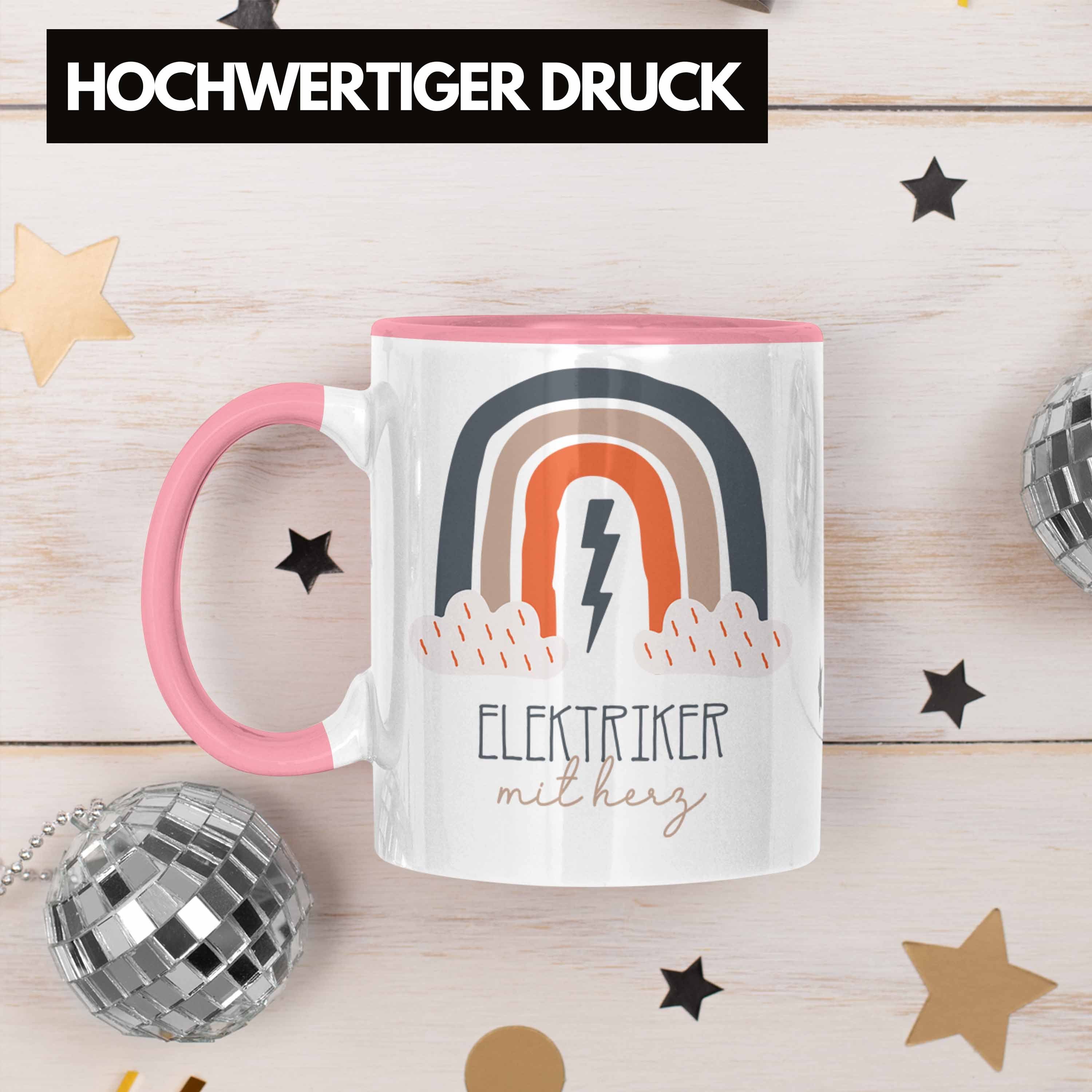 Trendation Tasse Geschenkidee Kaffeetassse Elektri Geschenk Rosa für Tasse Danke Elektriker