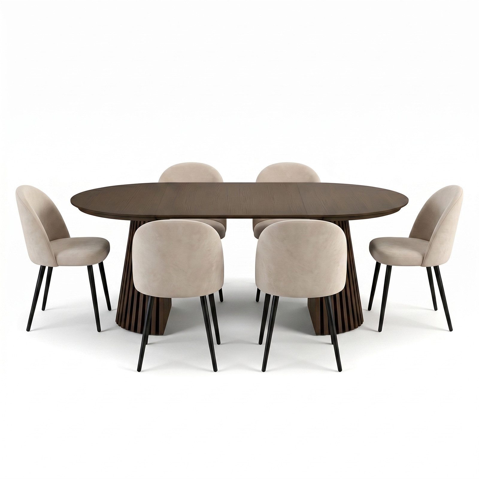 ebuy24 Essgruppe Tokyo Essgruppe Esstisch smoked, 6 Stühle aus beig, (7-tlg)