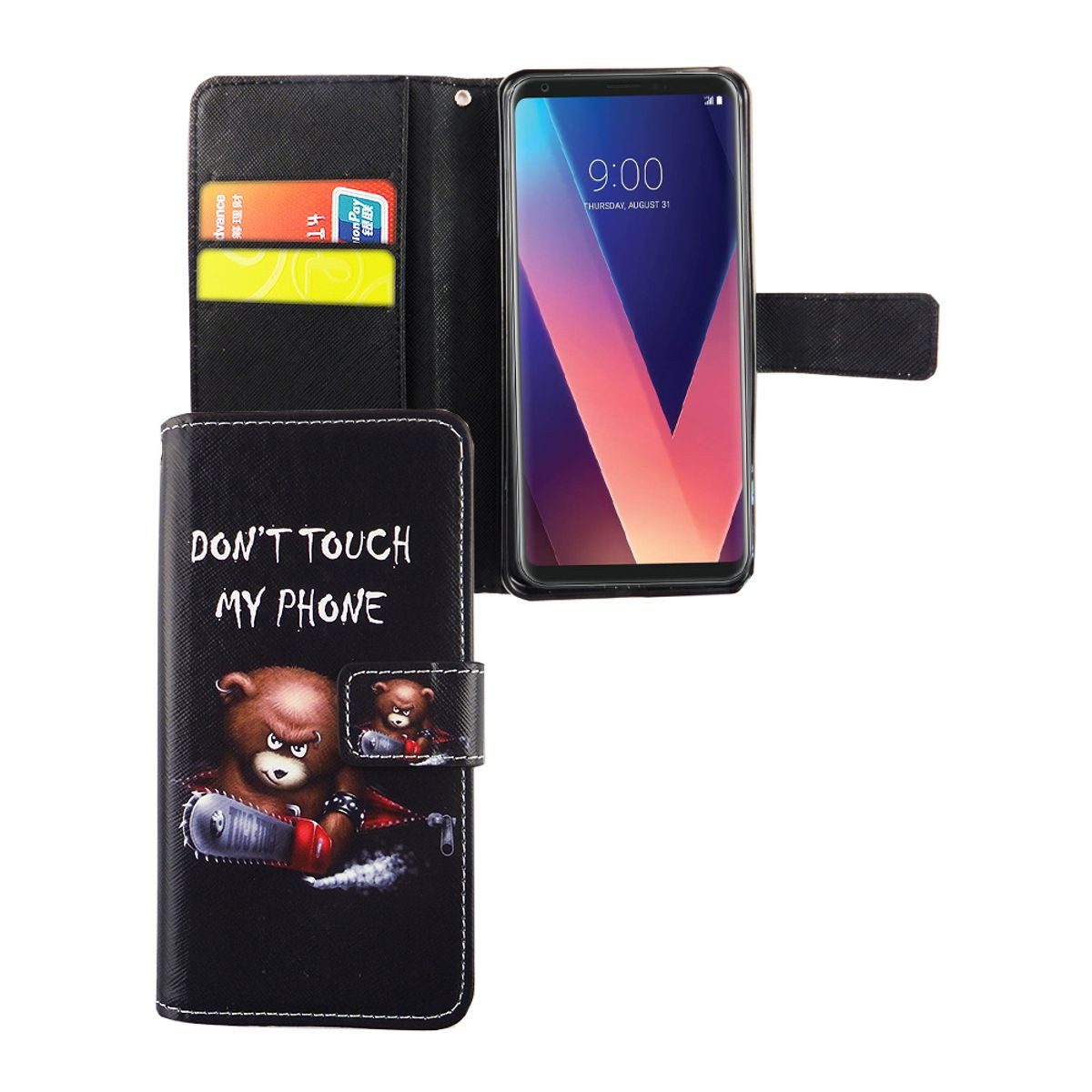 König Design Handyhülle LG V30, LG V30 Handyhülle Bookcover Schwarz