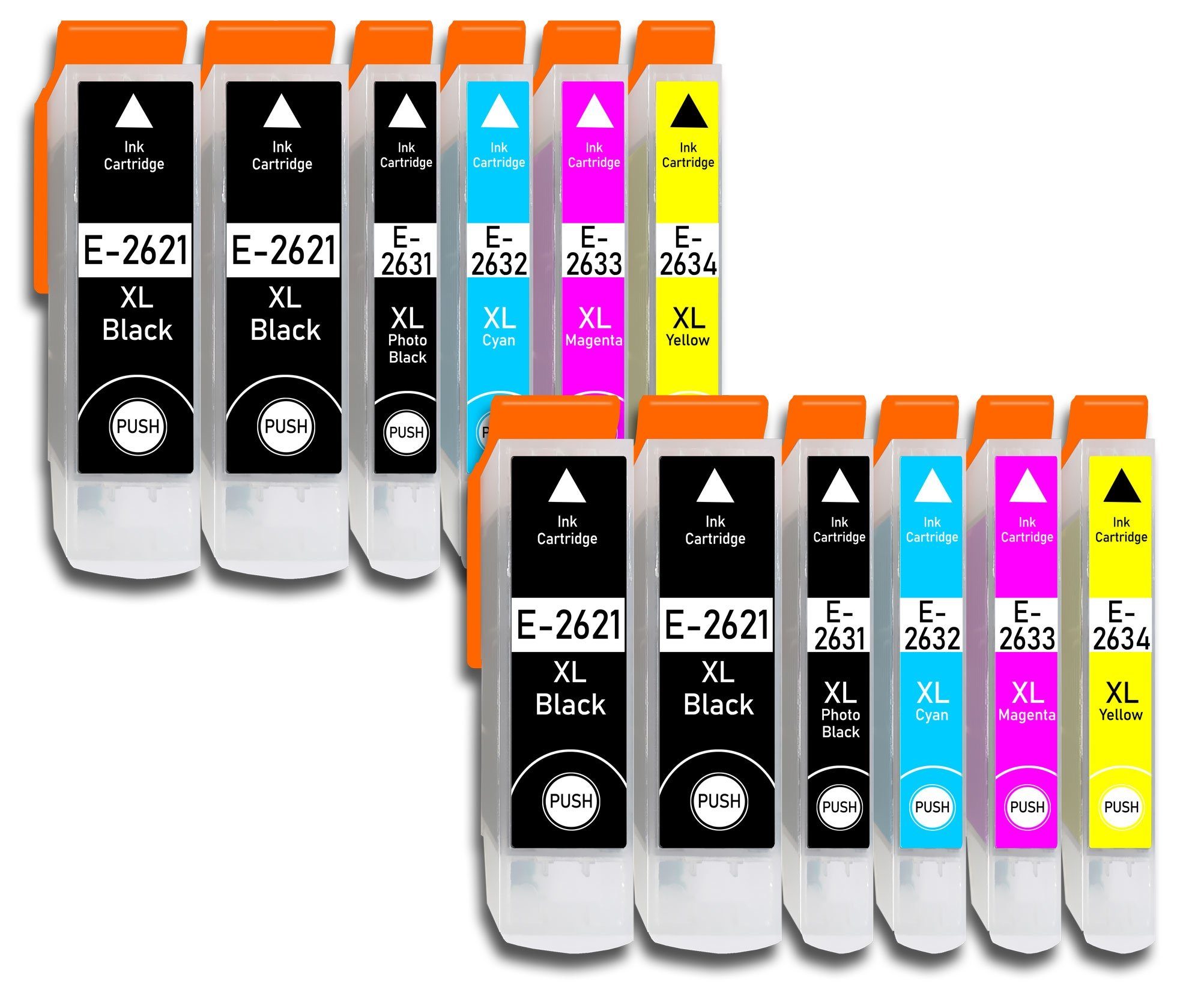 Druckerparadies 12er Multipack für Epson 26XL Tintenpatronen Set Tintenpatrone (12-tlg., für XP510 XP520 XP600 XP605 XP610 XP615 XP620 XP625 XP700 XP710 XP720)