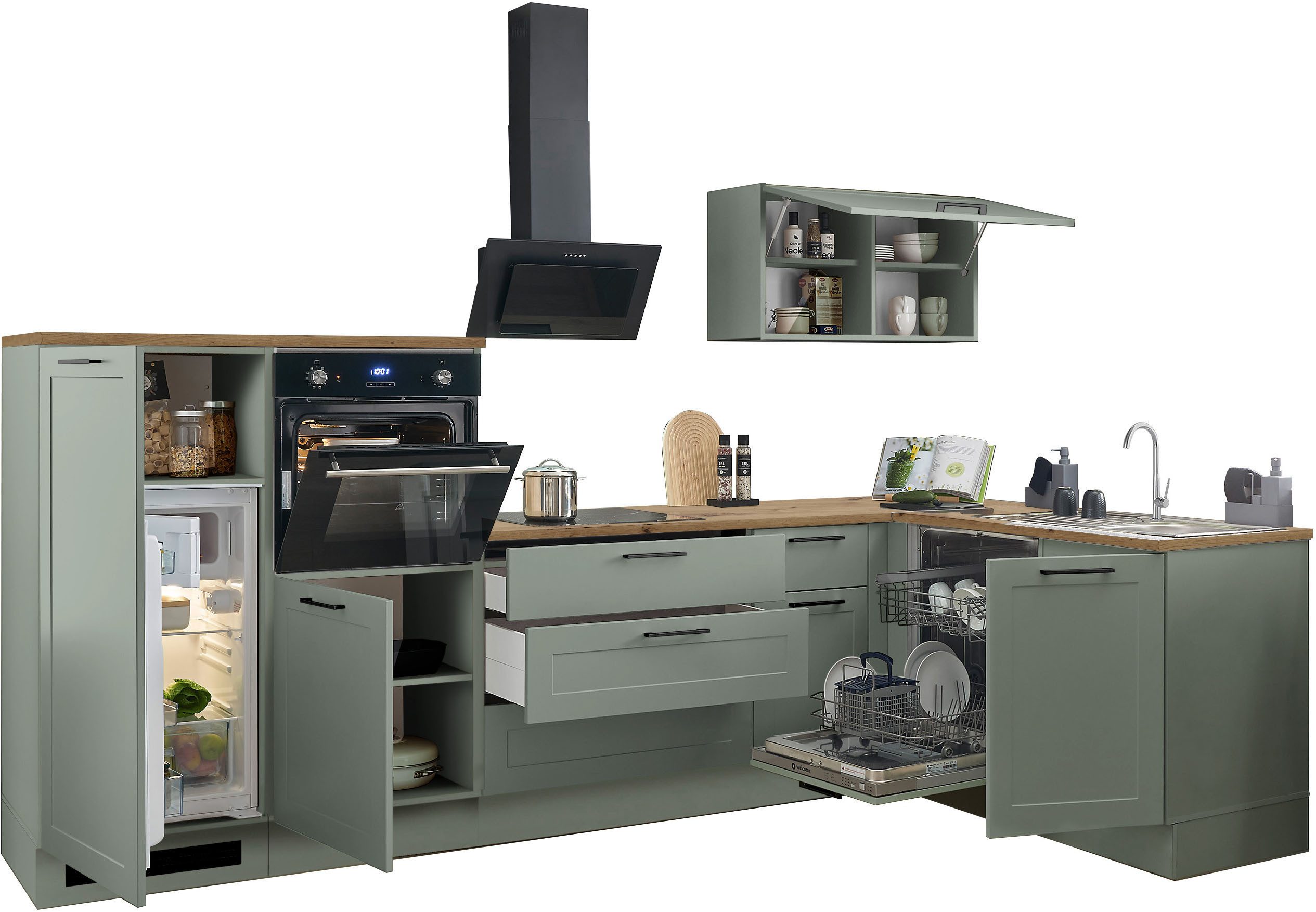 BASIC by Balculina Winkelküche Marsi, Stellmaße 320x175 cm, wahlweise mit E-Geräten, mit Soft-Close-Funktion