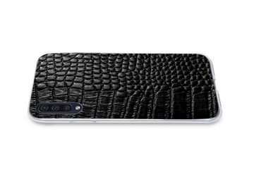MuchoWow Handyhülle Leder - Strukturiert - Schwarz - Grau, Handyhülle Samsung Galaxy A50, Smartphone-Bumper, Print, Handy