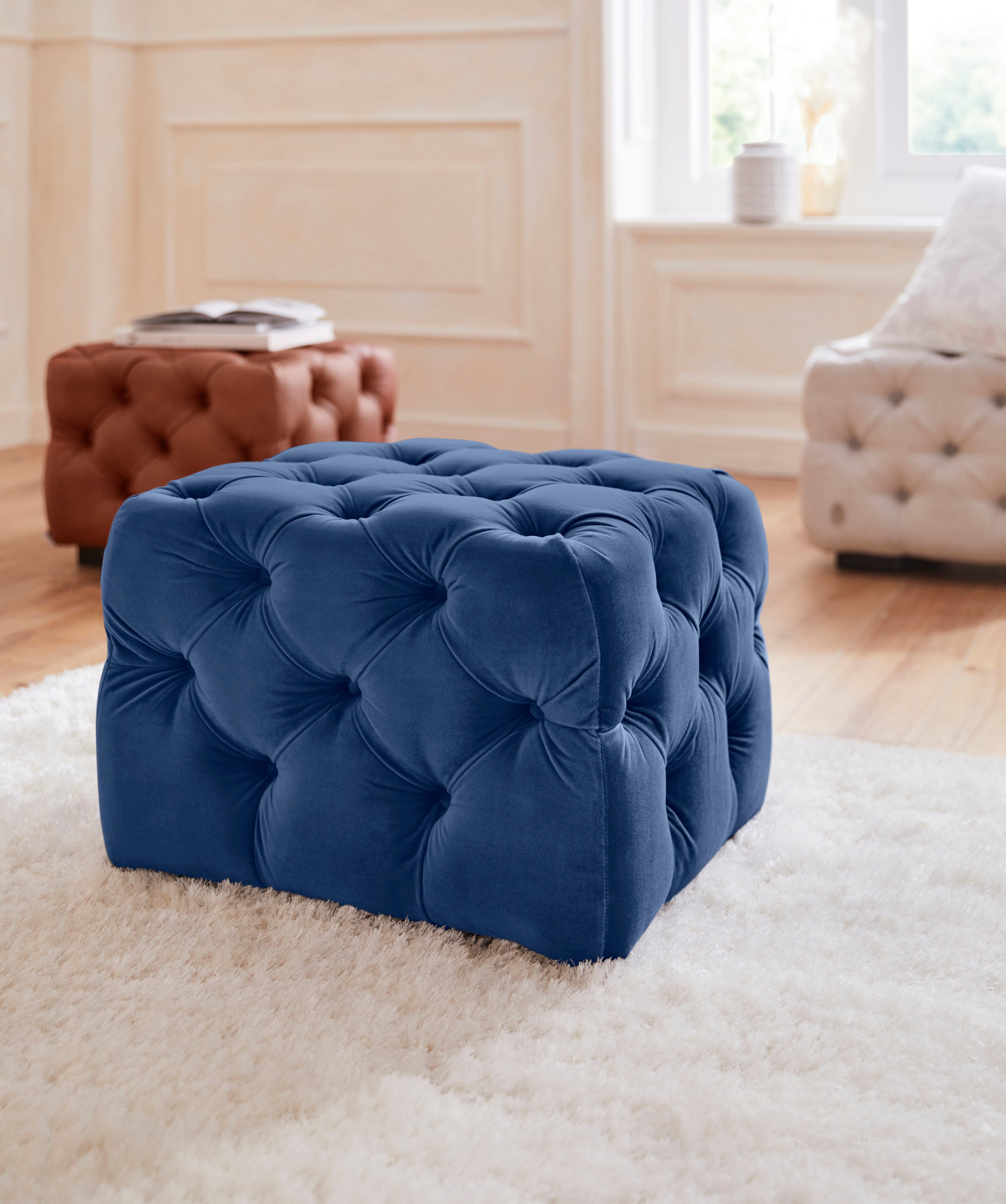 Home affaire Polsterhocker Kalina, mit klassischer Chesterfield-Knopfheftung, passend zur Serie "Kalina"