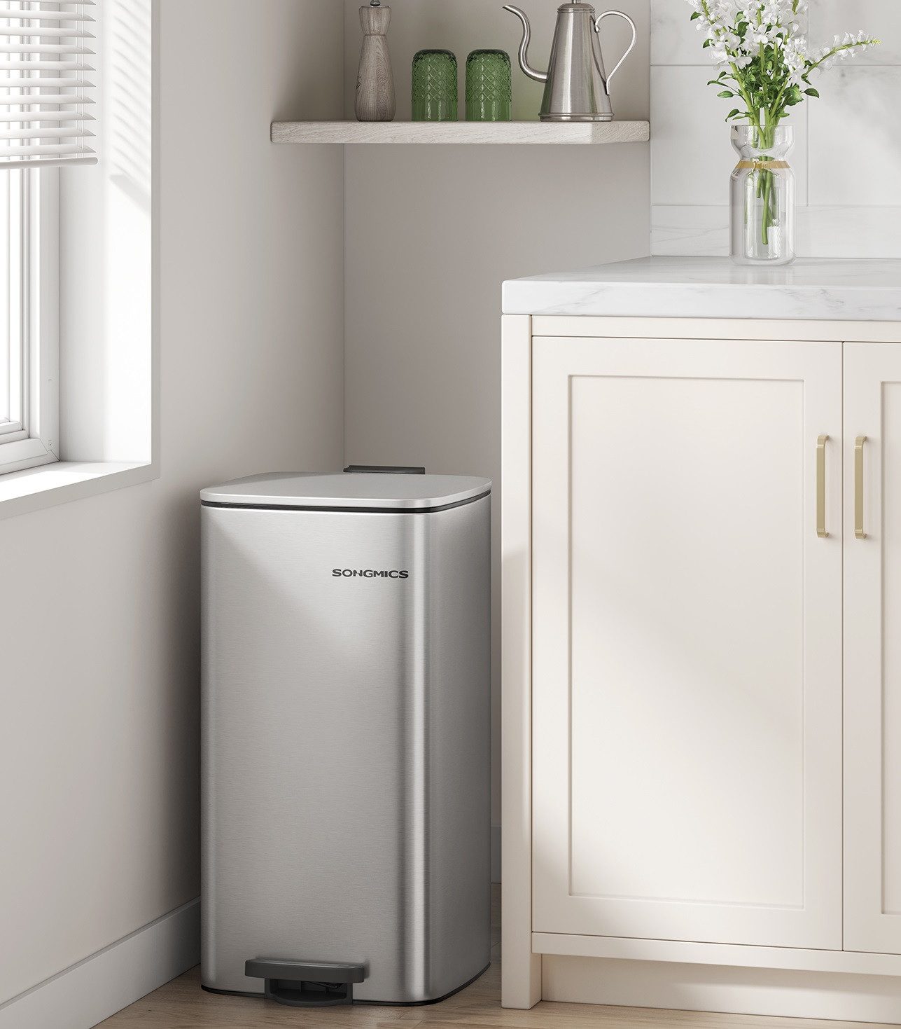 SONGMICS Mülleimer 20L/30L, Abfalleimer, Tretmülleimer, mit Inneneimer, Offenhaltefunktion