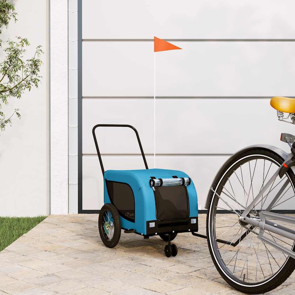 furnicato Anhänger Hundeanhänger 124x53x53 cm Blau-Schwarz, 1-tlg., Tieranhänger mit Netzfenstern und Reflektoren für das Fahrrad
