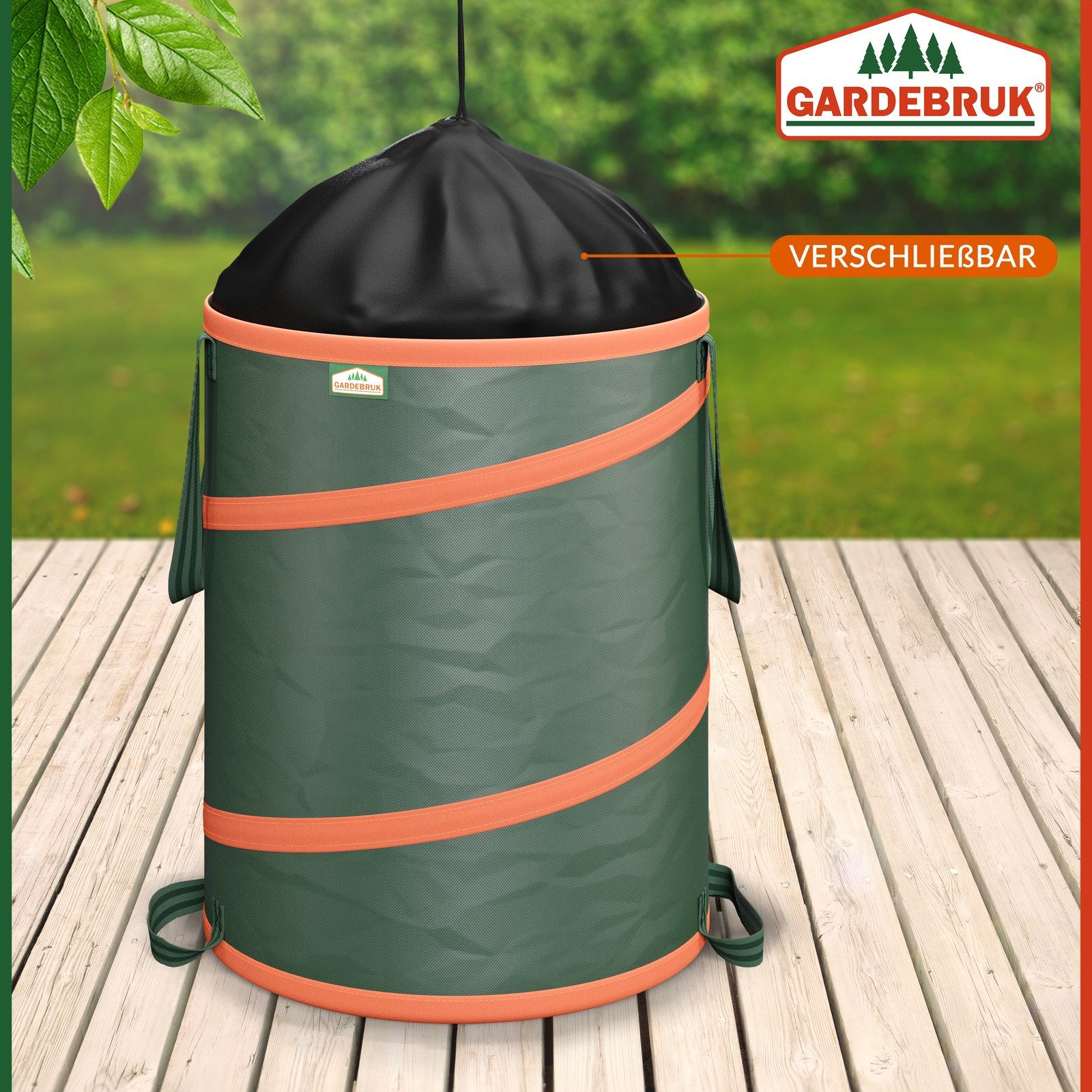 Gardebruk Gartensack, (3-tlg), Gartenabfallsack Pop Up Laubsack 3x 85 Liter = 255 Liter Gartensack