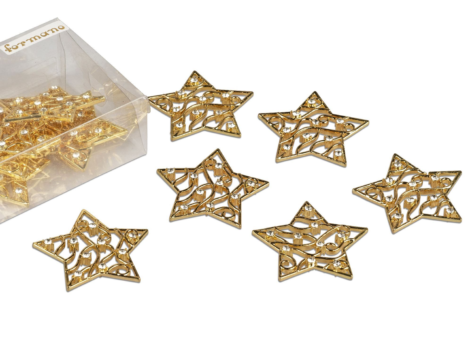 formano Streudeko Winterzeit, mit kleinen Kristallstein, Gold, Motiv: Sterne