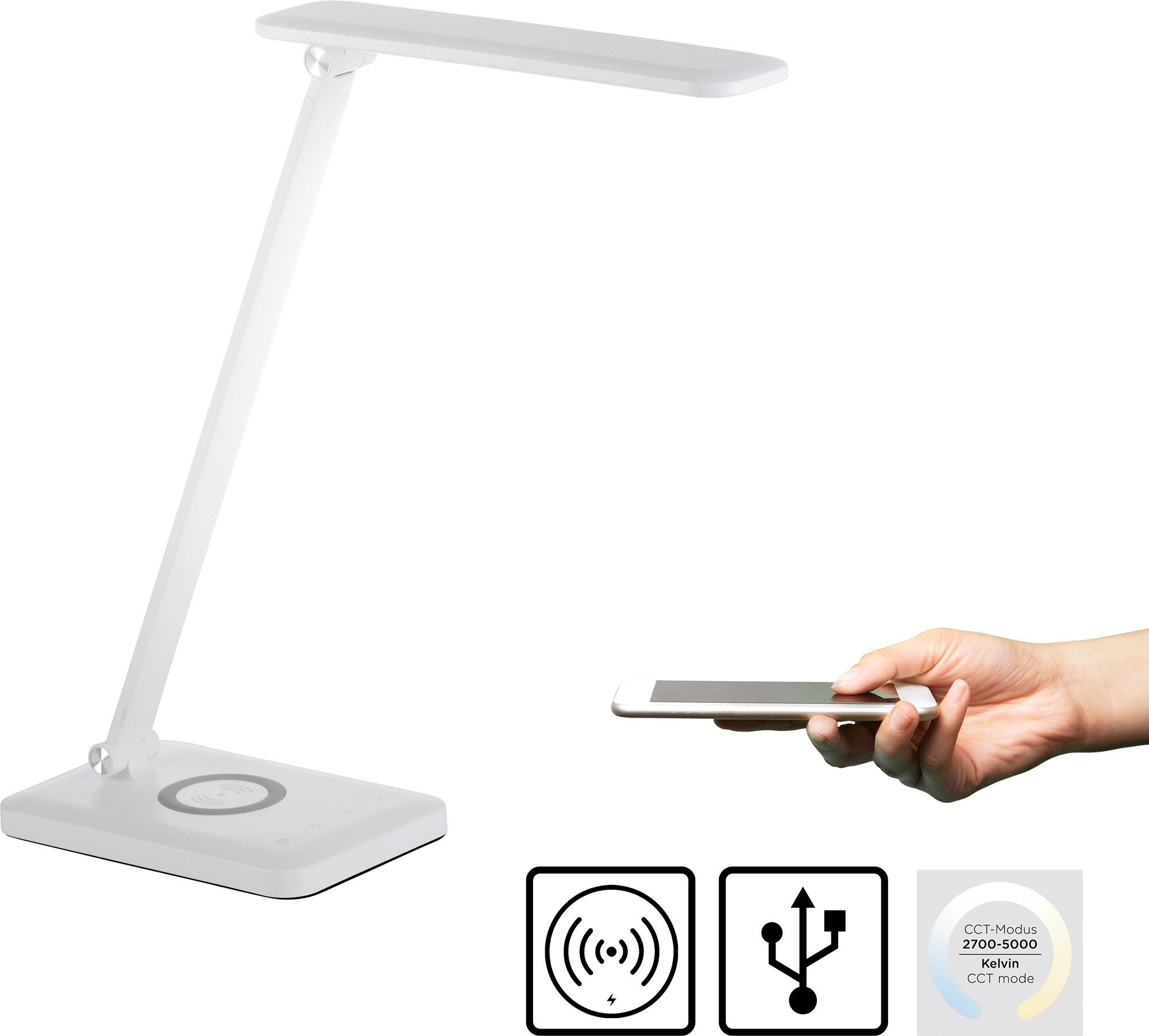 LED Schreibtischleuchte Fischer-Honsel Bragi 95863 USB 6-Stufen-Dimmer Büro 