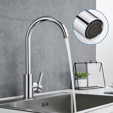 Auralum Küchenarmatur Niederdruck Küchenarmatur 360° Wasserhahn Küche Spültischarmatur Mischbatterie für Wasserboiler
