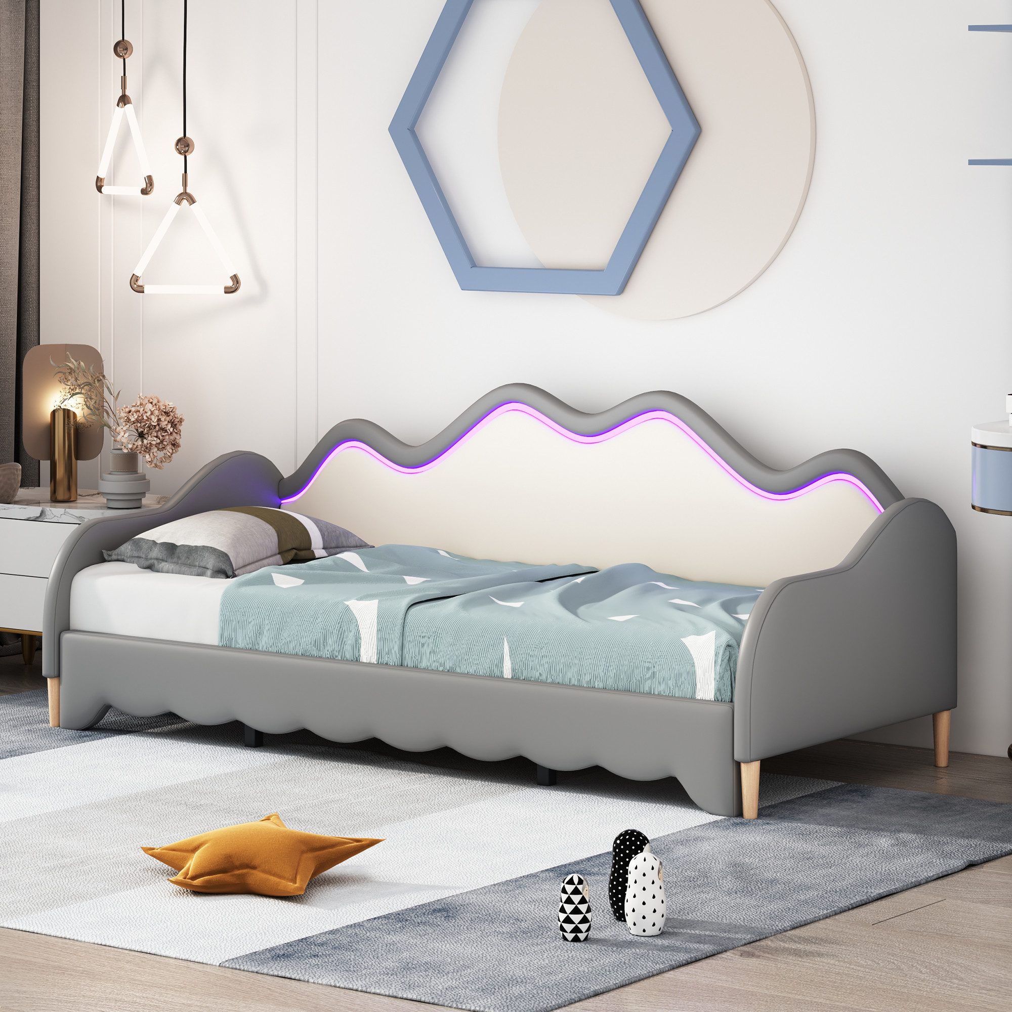 Flieks Daybett, LED Tagesbett Polsterbett Schlafsofa günstig online kaufen