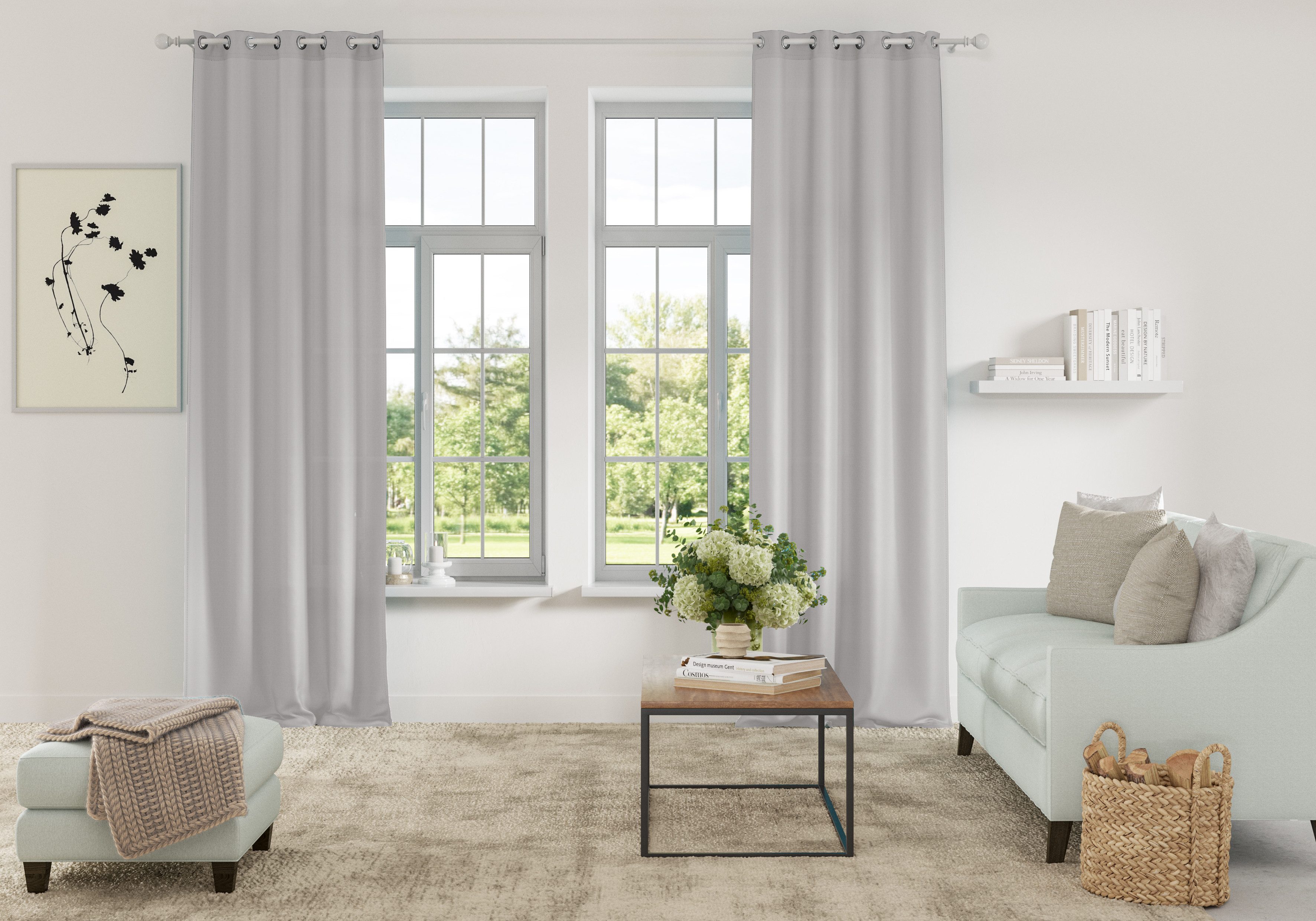 OTTO home Vorhang Parry (2 St), Ösen, blickdicht, Polyester, 2-er Set, blic günstig online kaufen