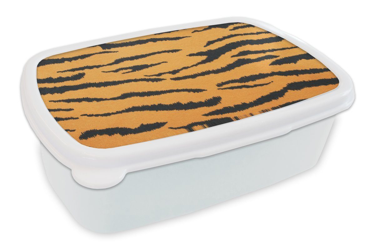 Jungs Tigerdruck Brotbox Orange, MuchoWow für - - und weiß Brotdose, für Mädchen (2-tlg), Kinder Erwachsene, Braun Lunchbox Kunststoff, und