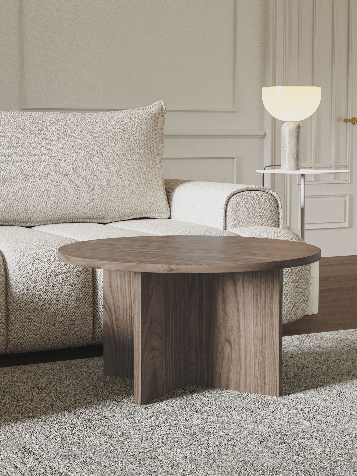 Selsey Couchtisch OVO, Couchtisch rund mit Holznachbildung, 76 cm