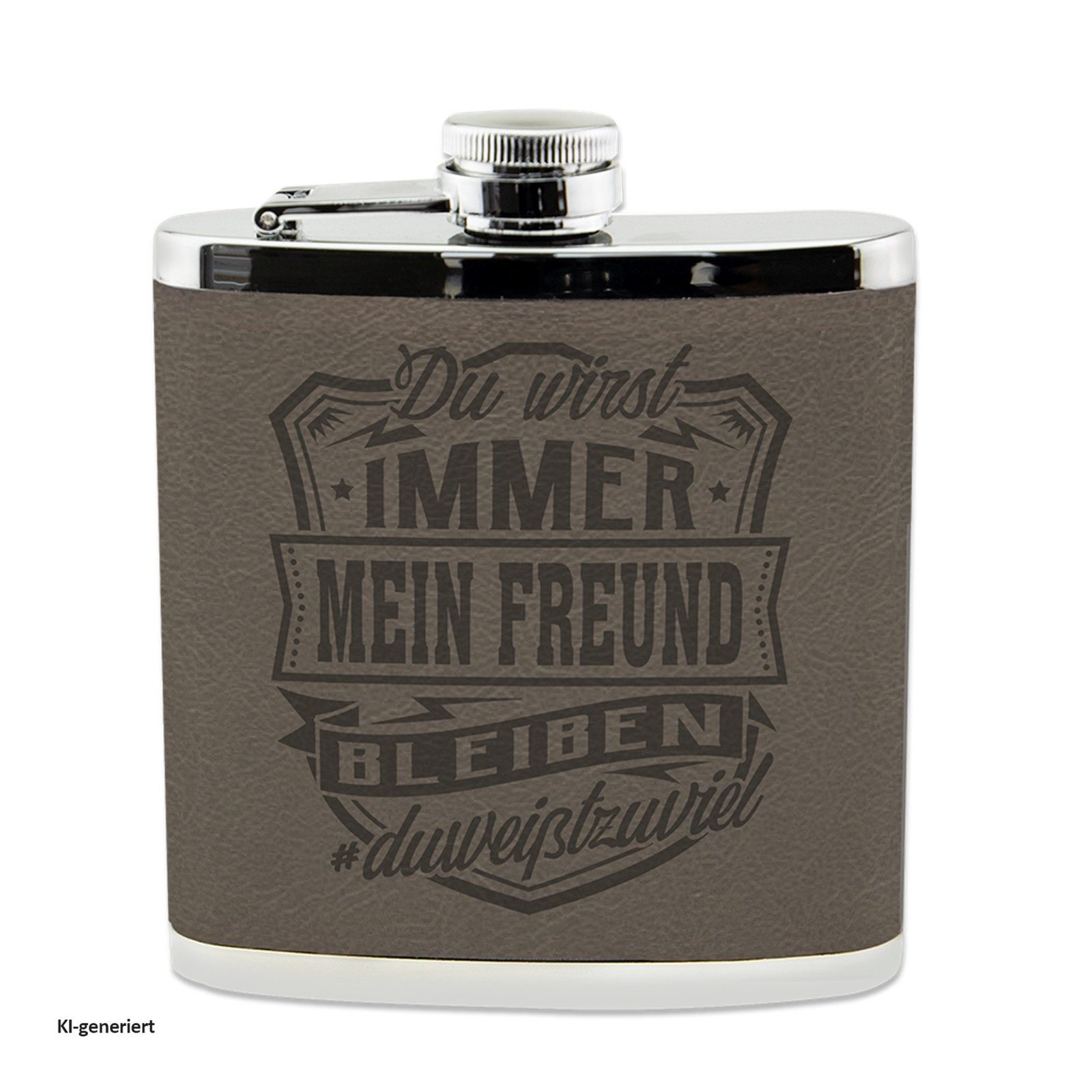 HTI-Living Flachmann Echter Kerl Flachmann Freund, Männer Trinkflasche mit Kunstleder