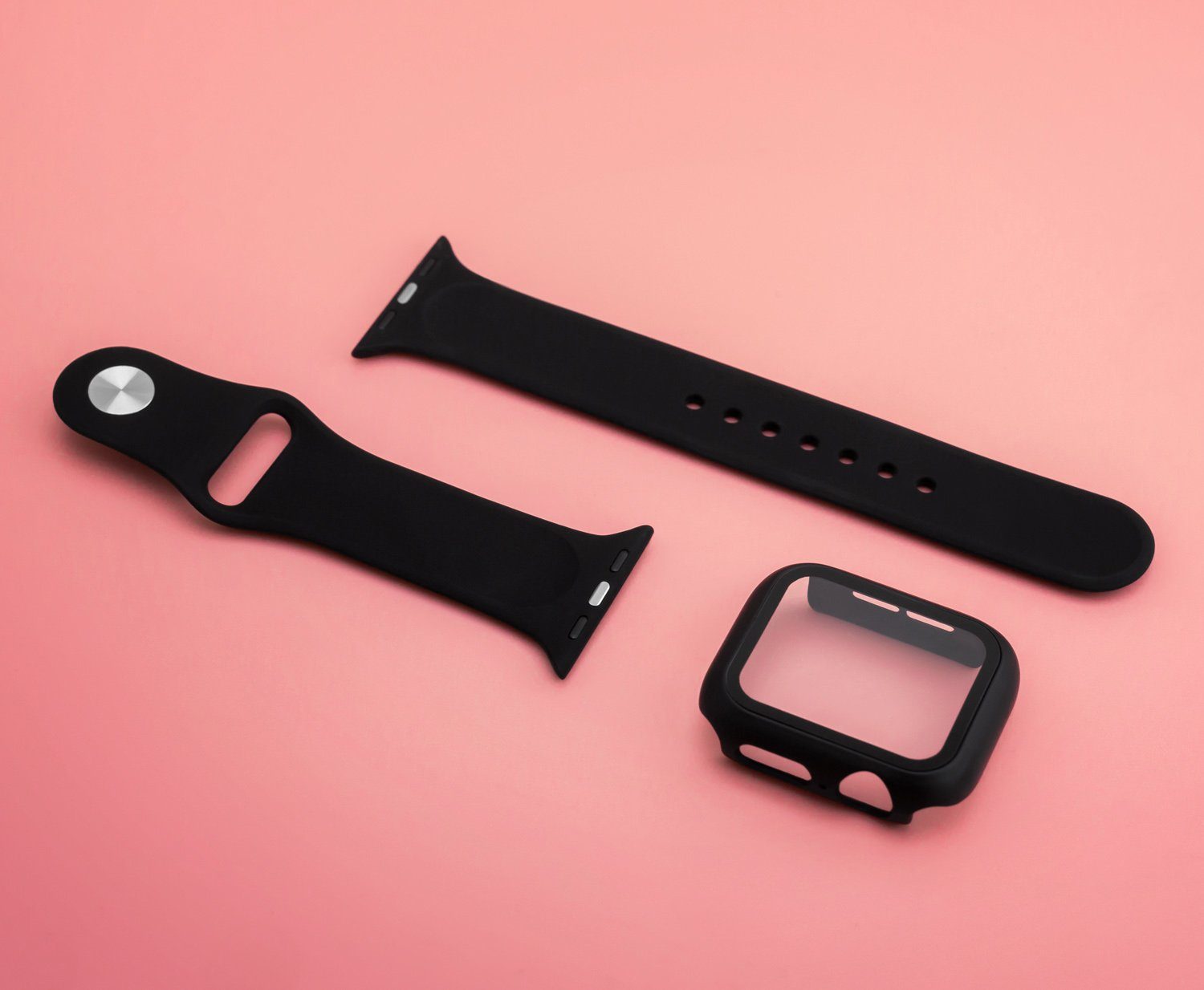 PRECORN Smartwatch-Armband Silikon Ersatzarmband in schwarz für Apple Watch 8/7/6/5/4/3/2/1/SE